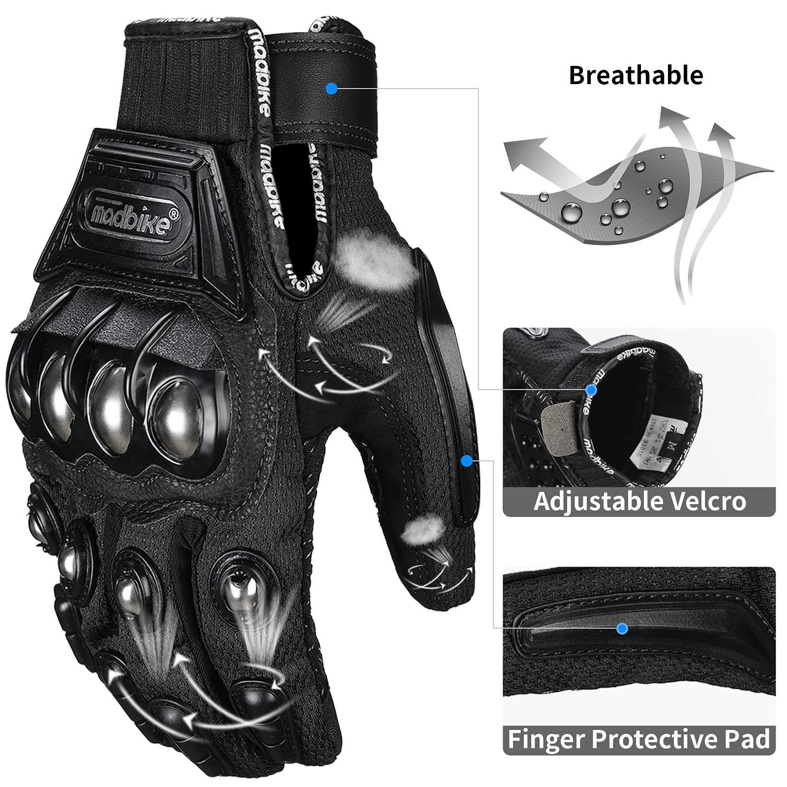 ILM gloves being worn on motorcycle showing secure control and protection