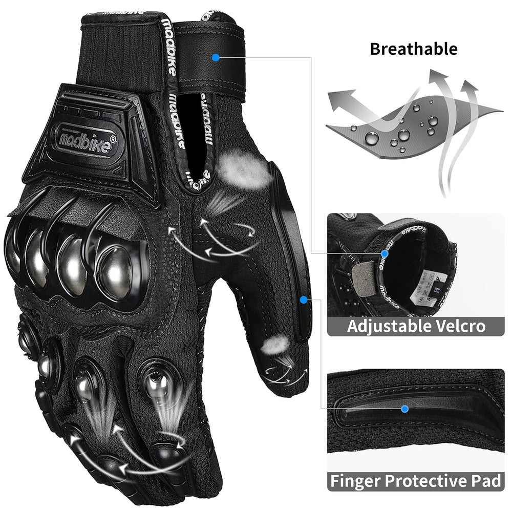 ILM gloves being worn on motorcycle showing secure control and protection