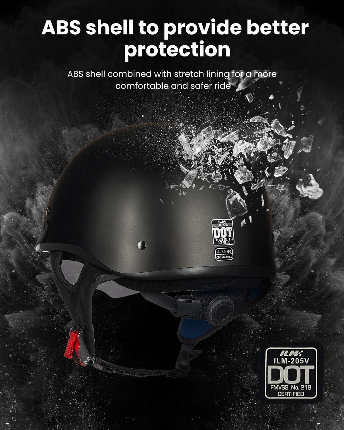 ILM Model-205V close-up of integrated drop-down sun visor for glare reduction