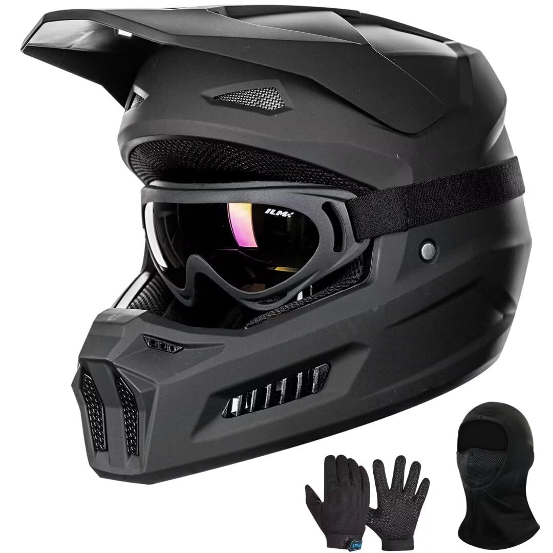 ILM helmet front view showing full-face protection and clear DOT certification