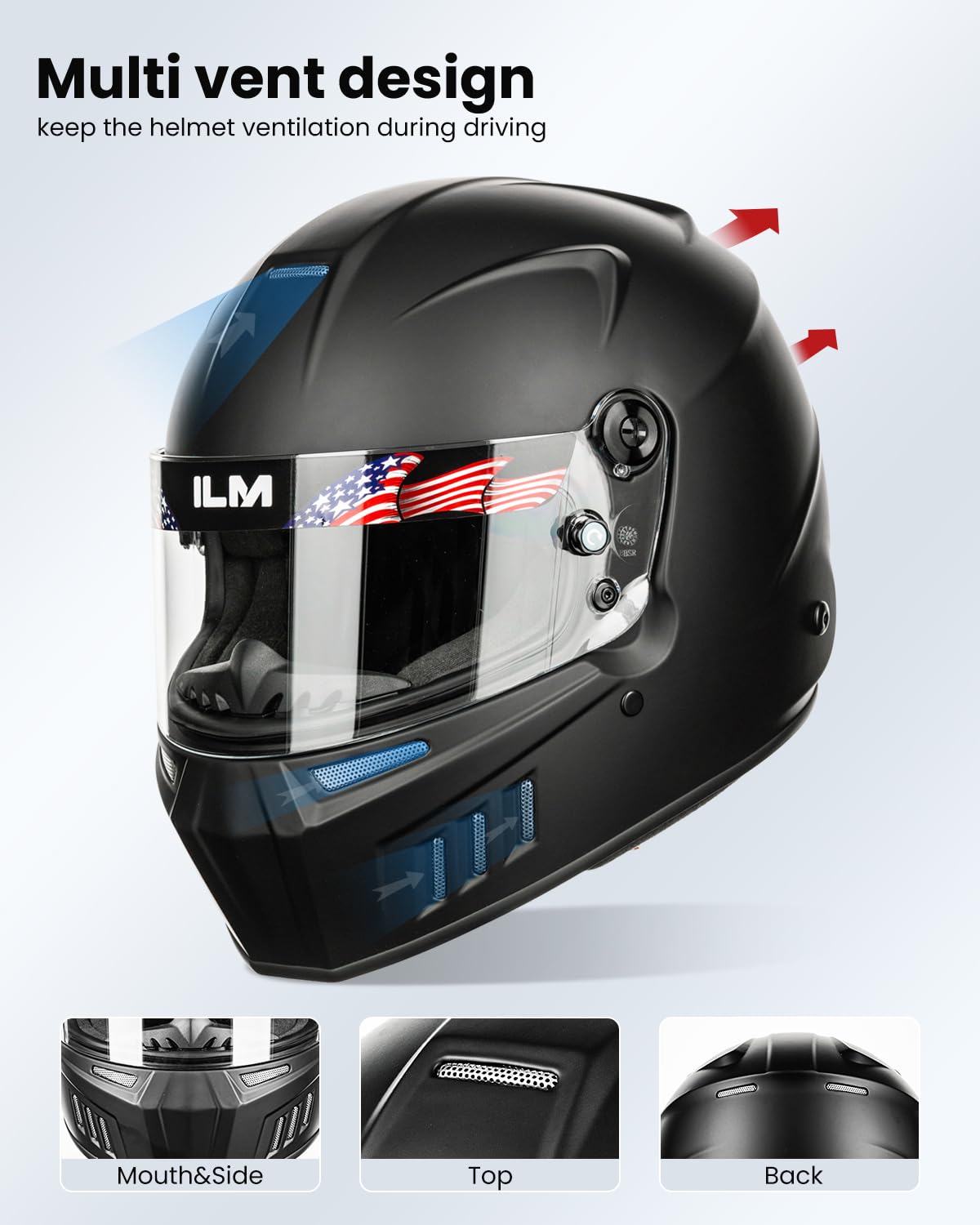 ILM Snell visor top sunshade film detail reducing glare and improving visibility