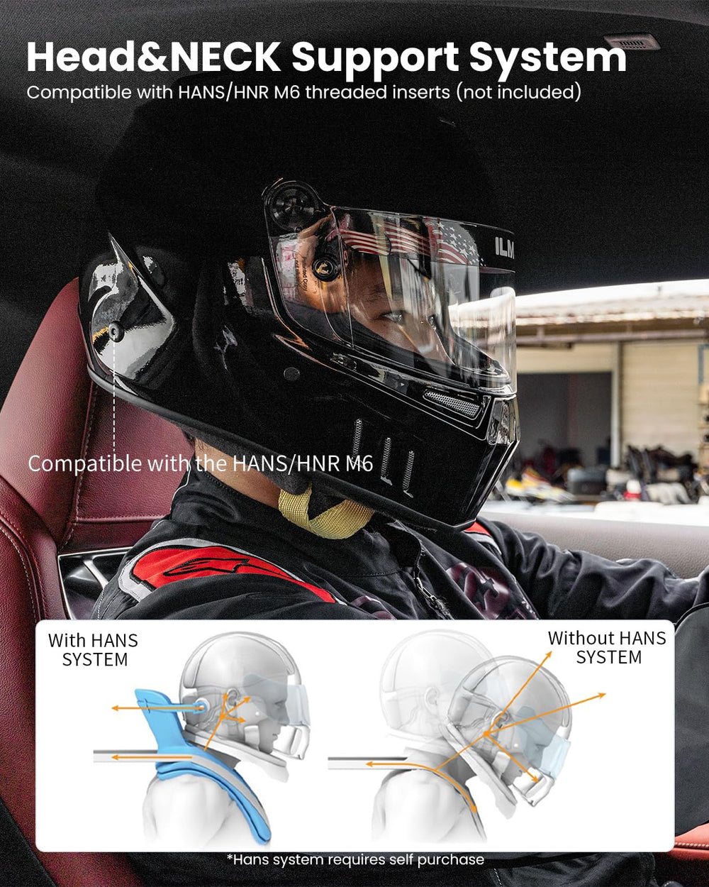 ILM Snell visor tear-off post close-up enabling quick clear-vision changes