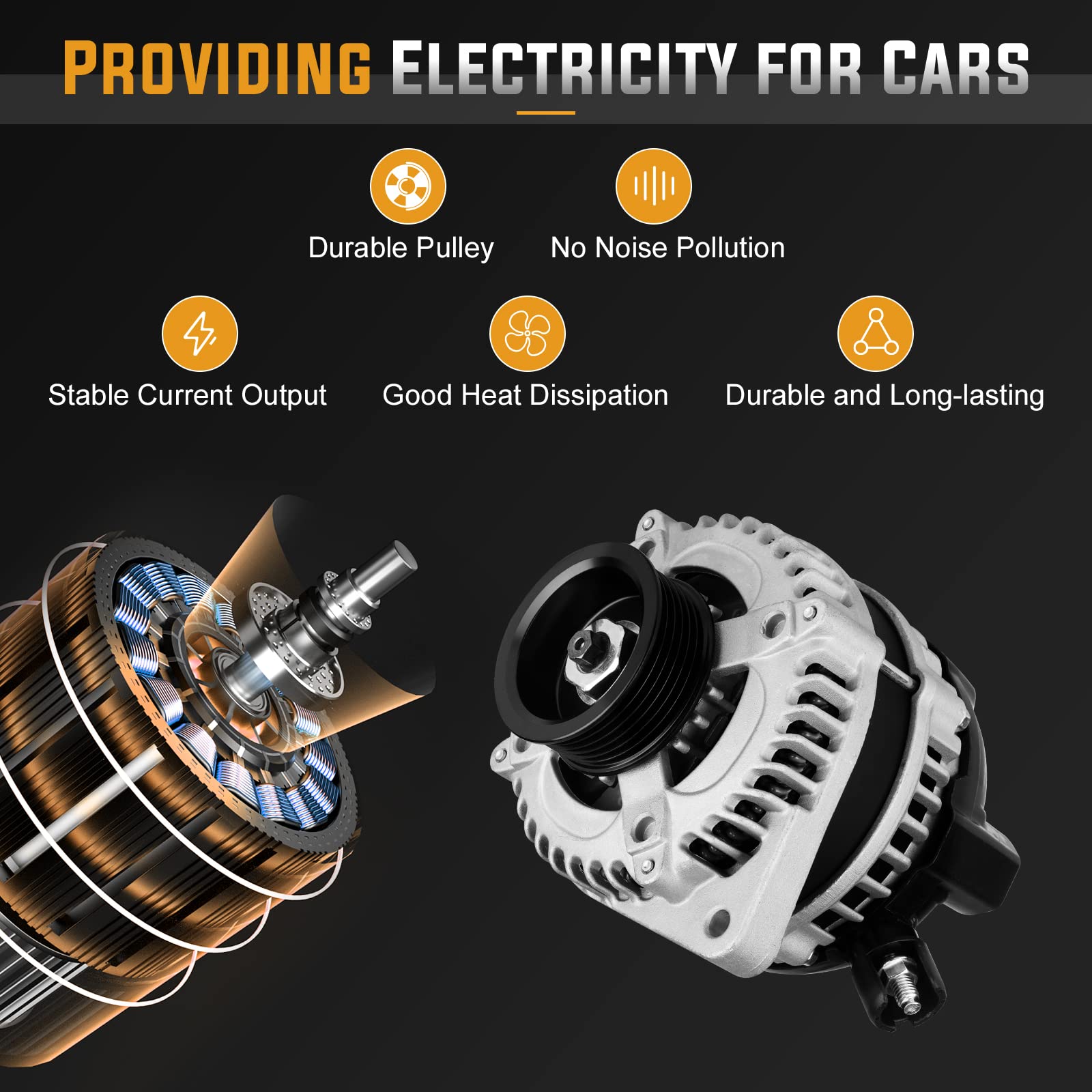 ILONPA alternator installed in engine bay illustrating replacement outcome