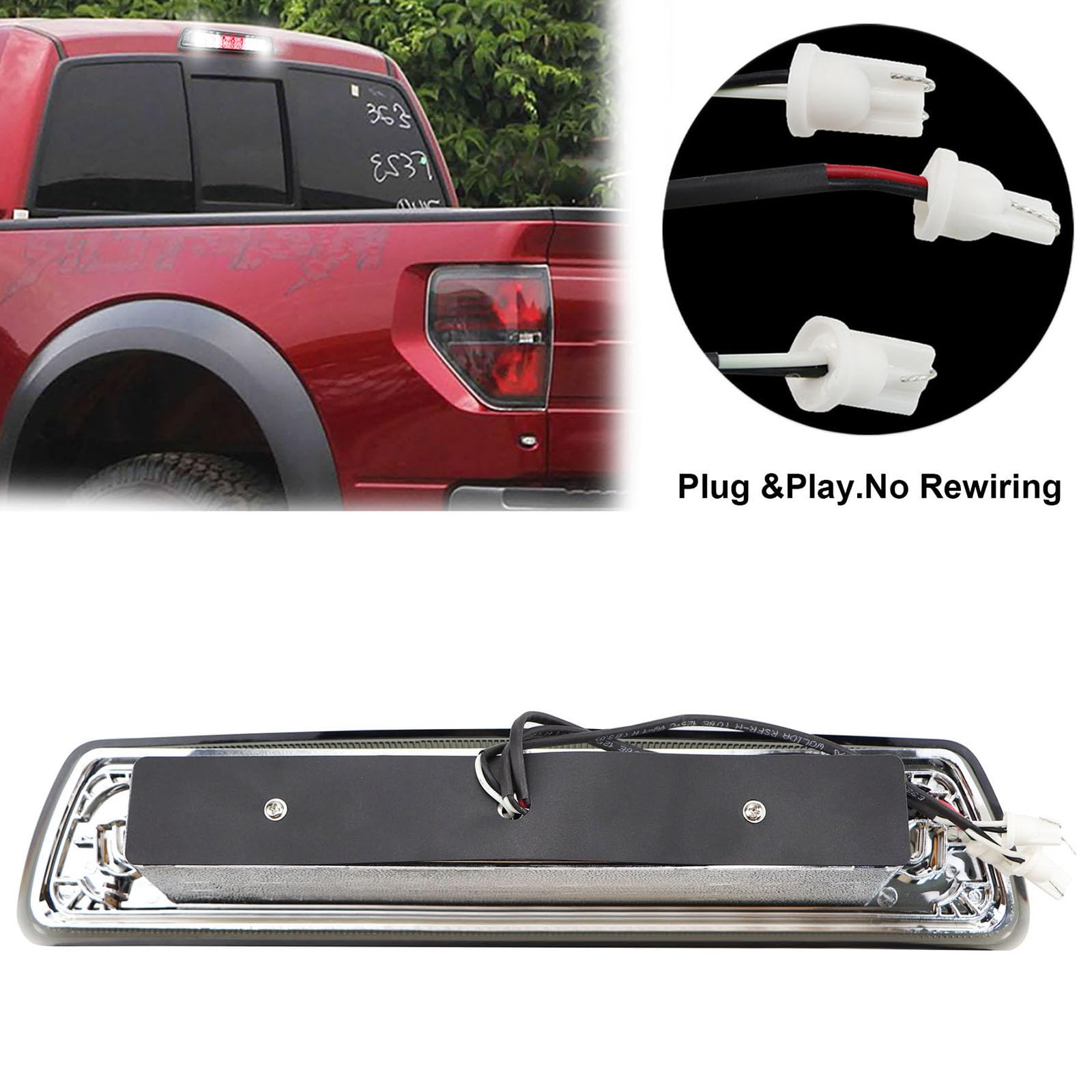 ILONPA brake light next to ruler showing compact dimensions for easy fit and correct alignment