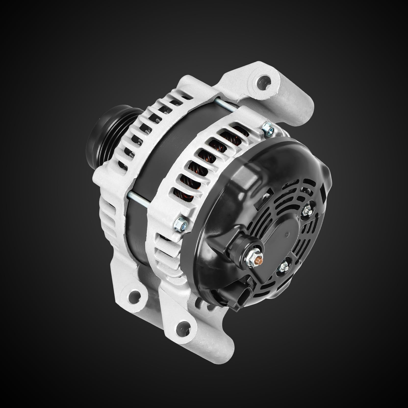 ILONPA boxed alternator with warranty card, assures buyer of remanufactured quality and coverage