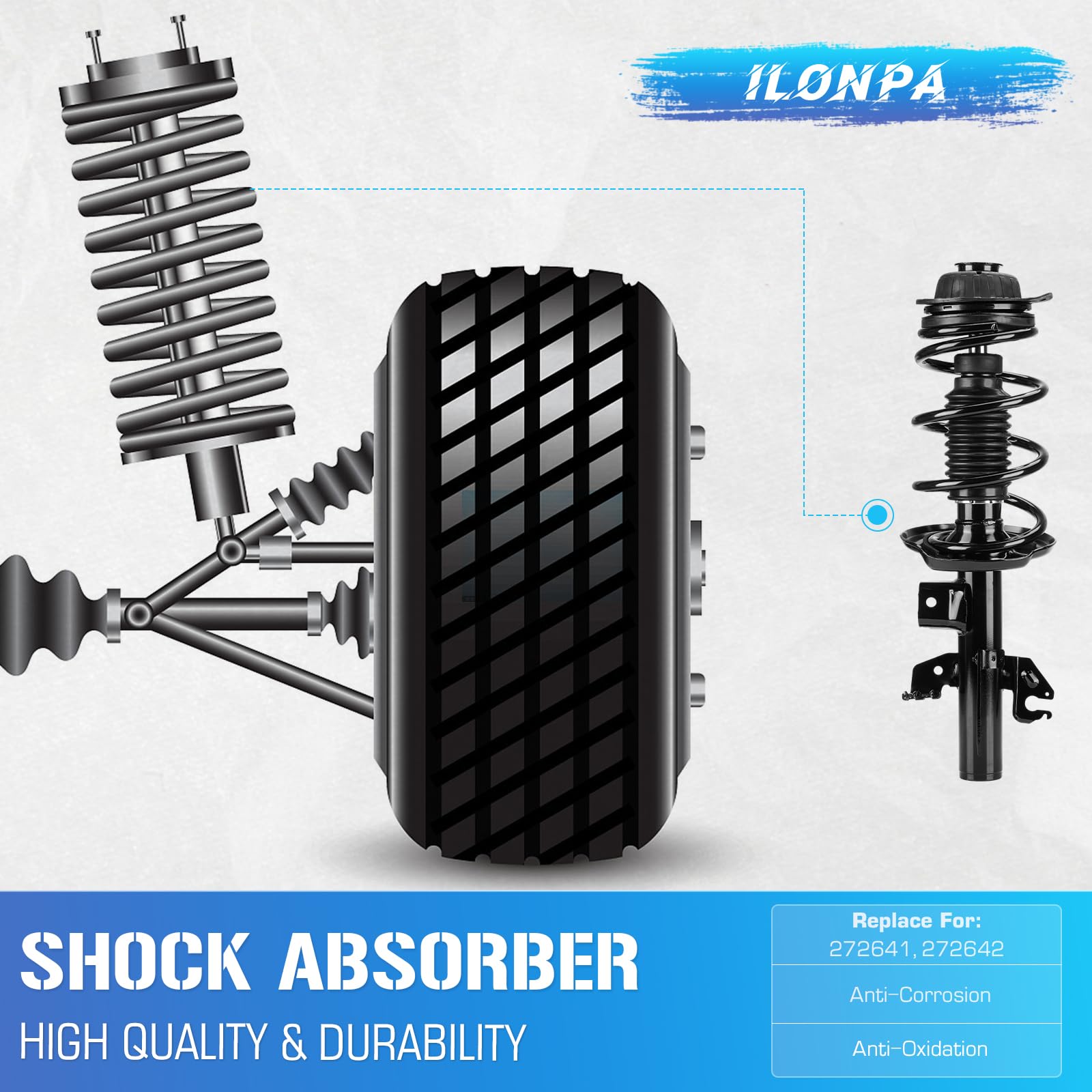 ILONPA strut spring and damper texture detail for consistent damping