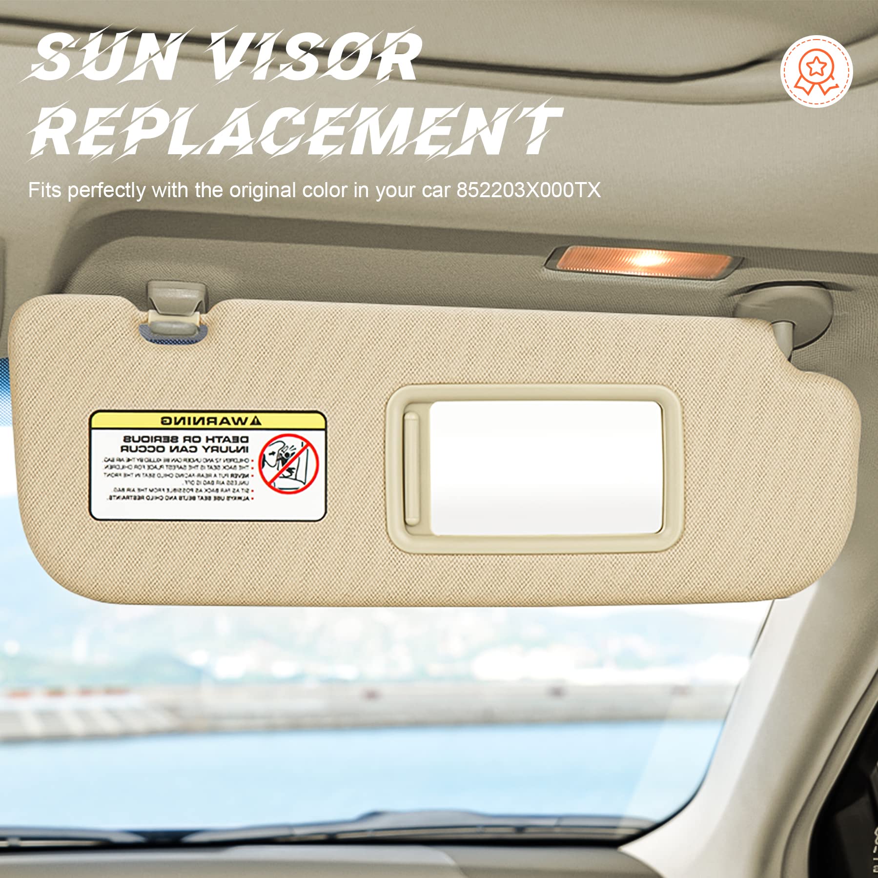 ILONPA vanity mirror detail on visor for quick passenger grooming and convenience