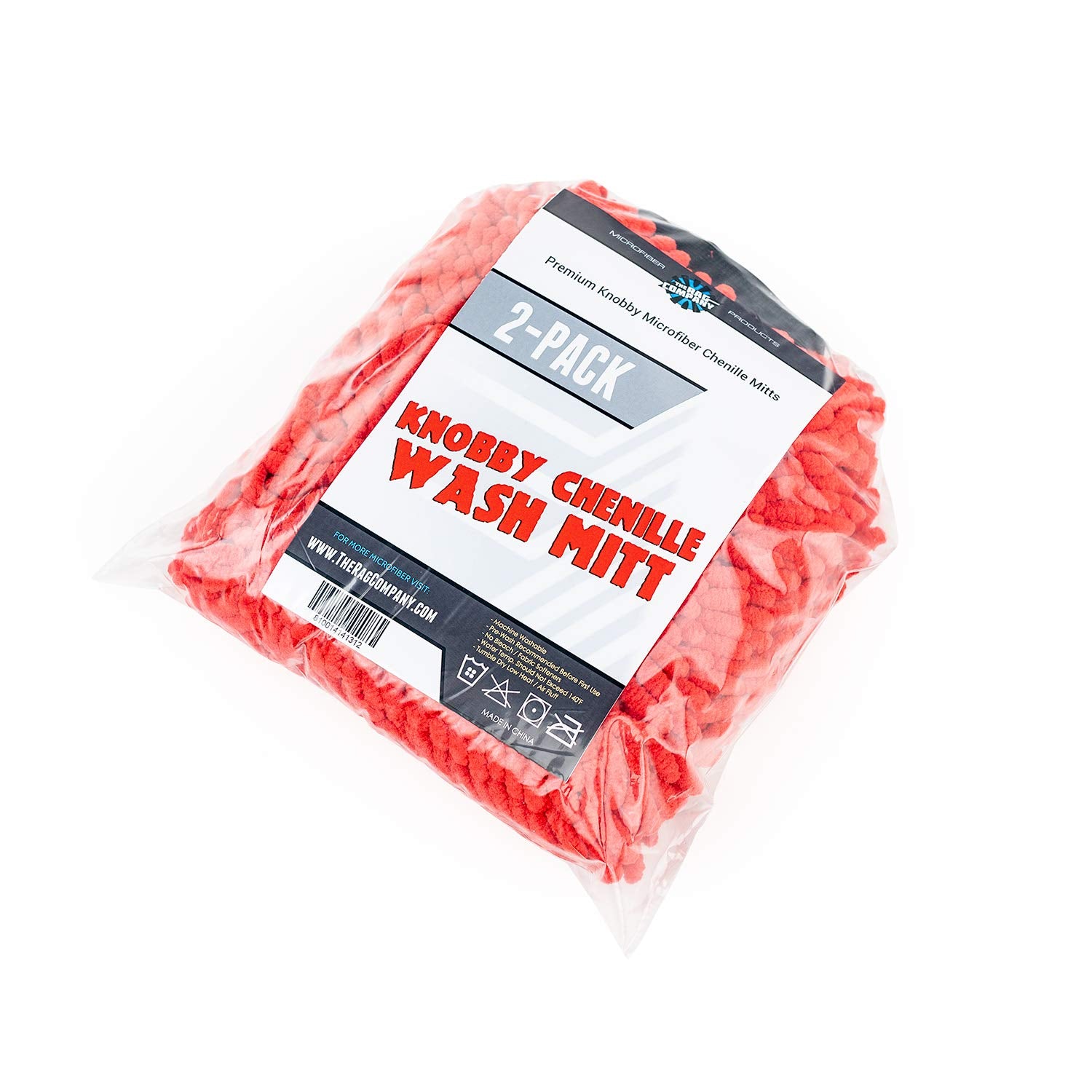 The Rag Company chenille microfibre wash mitts Red 2‑Pack – view 3