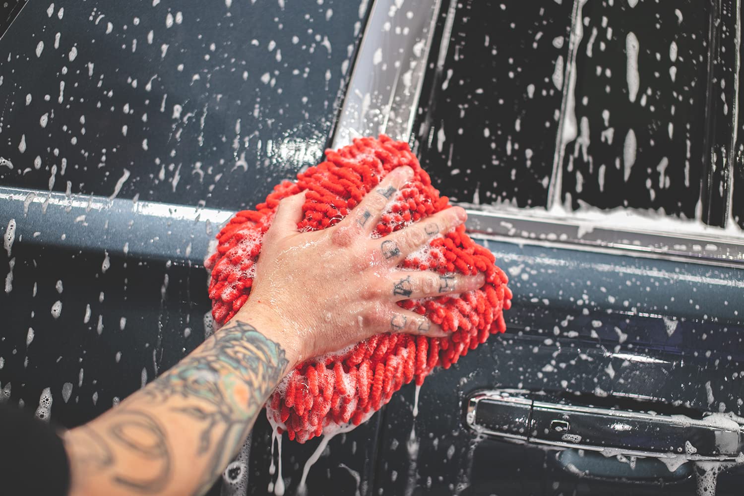 The Rag Company chenille microfibre wash mitts Red 2‑Pack – view 6
