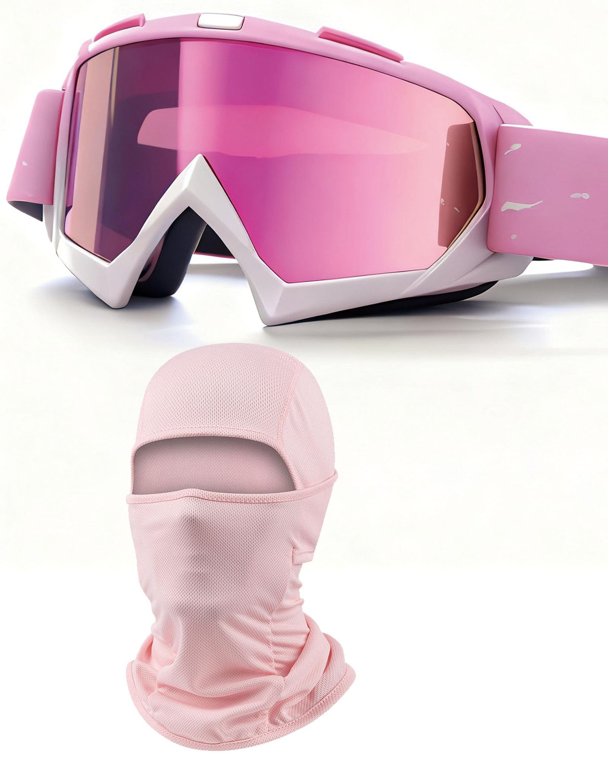 immoono front view of goggles and balaclava showing full-face protection and coordinated style