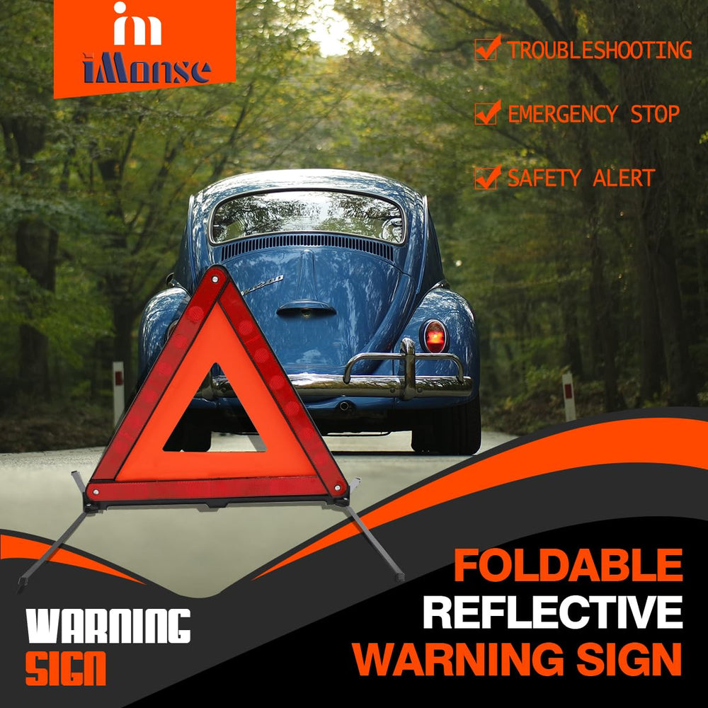 iMonse LED road flare glowing bright at night to alert approaching drivers