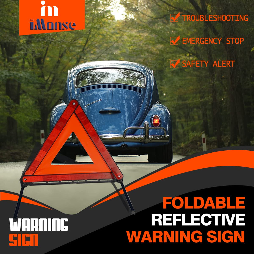iMonse LED road flare illuminated at night demonstrating bright hazard signaling