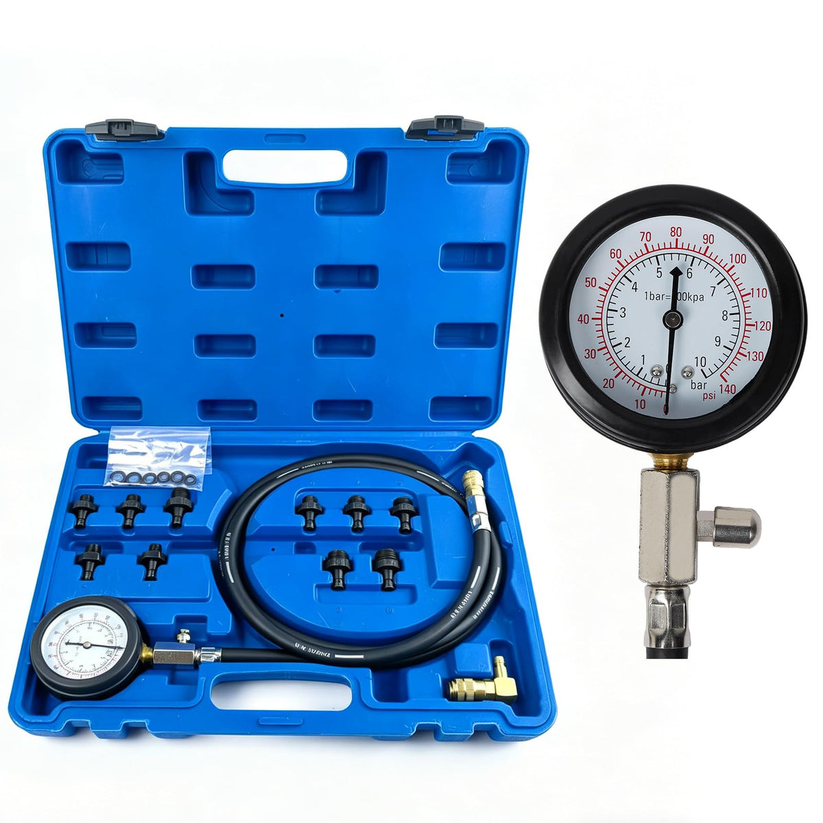 IMSTMTER gauge front face showing clear dual PSI and Bar scales for accurate reads