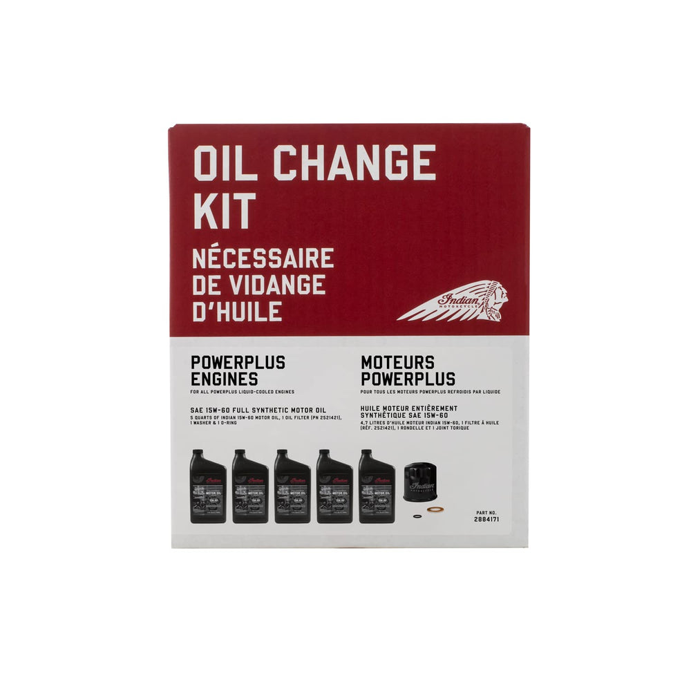 Indian Motorcycle OEM oil filter detail showing improved filtration benefit
