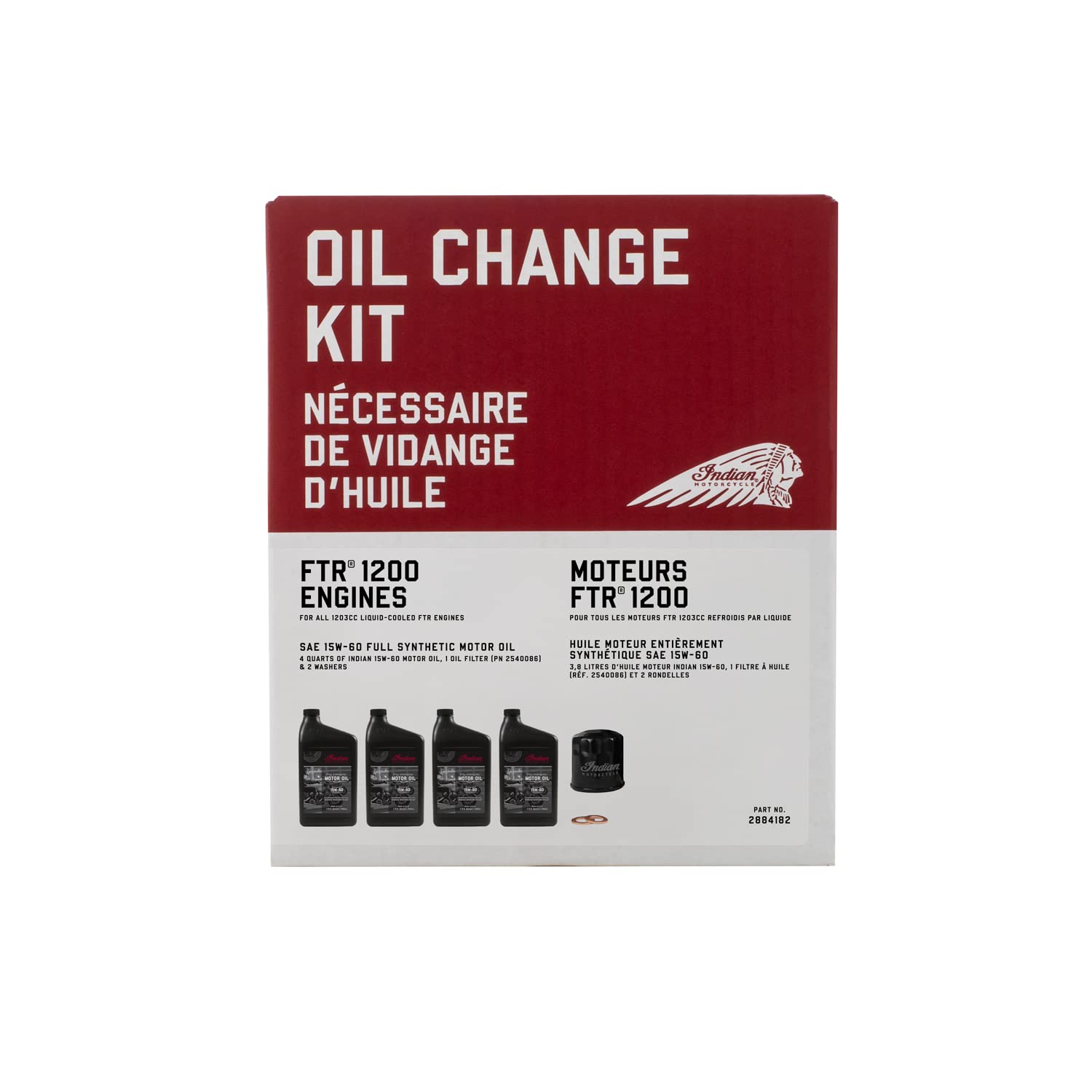 Indian Motorcycle pouring oil into funnel for quick, clean refill