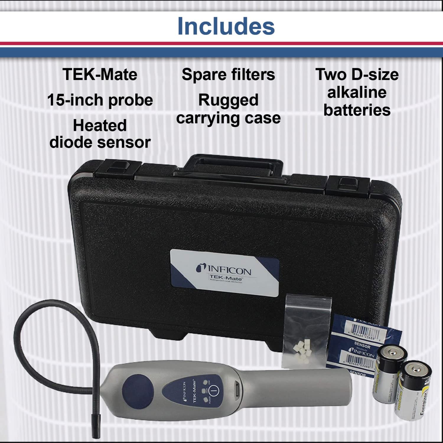 Inficon control panel and label detail showing simple operation and clear indicators