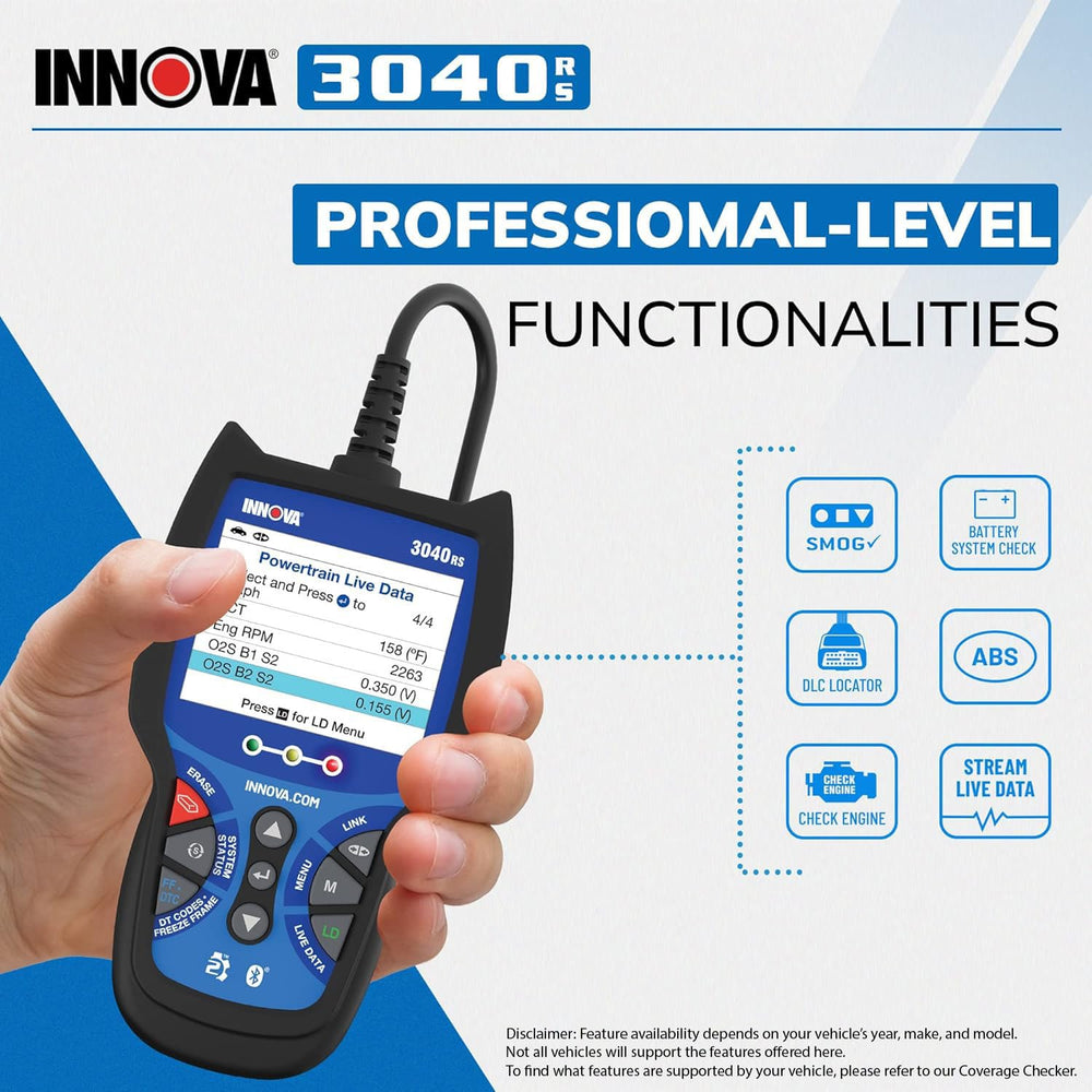 Innova 3040RS held in hand to show compact size and easy portability benefit