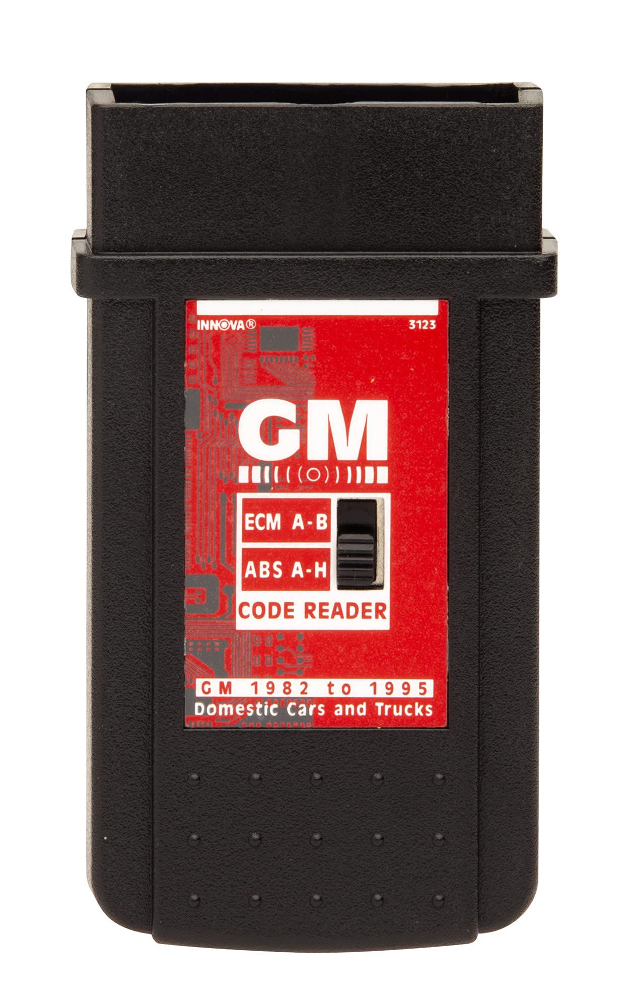Innova 3123 front view showing handheld code reader and buttons for quick diagnostics