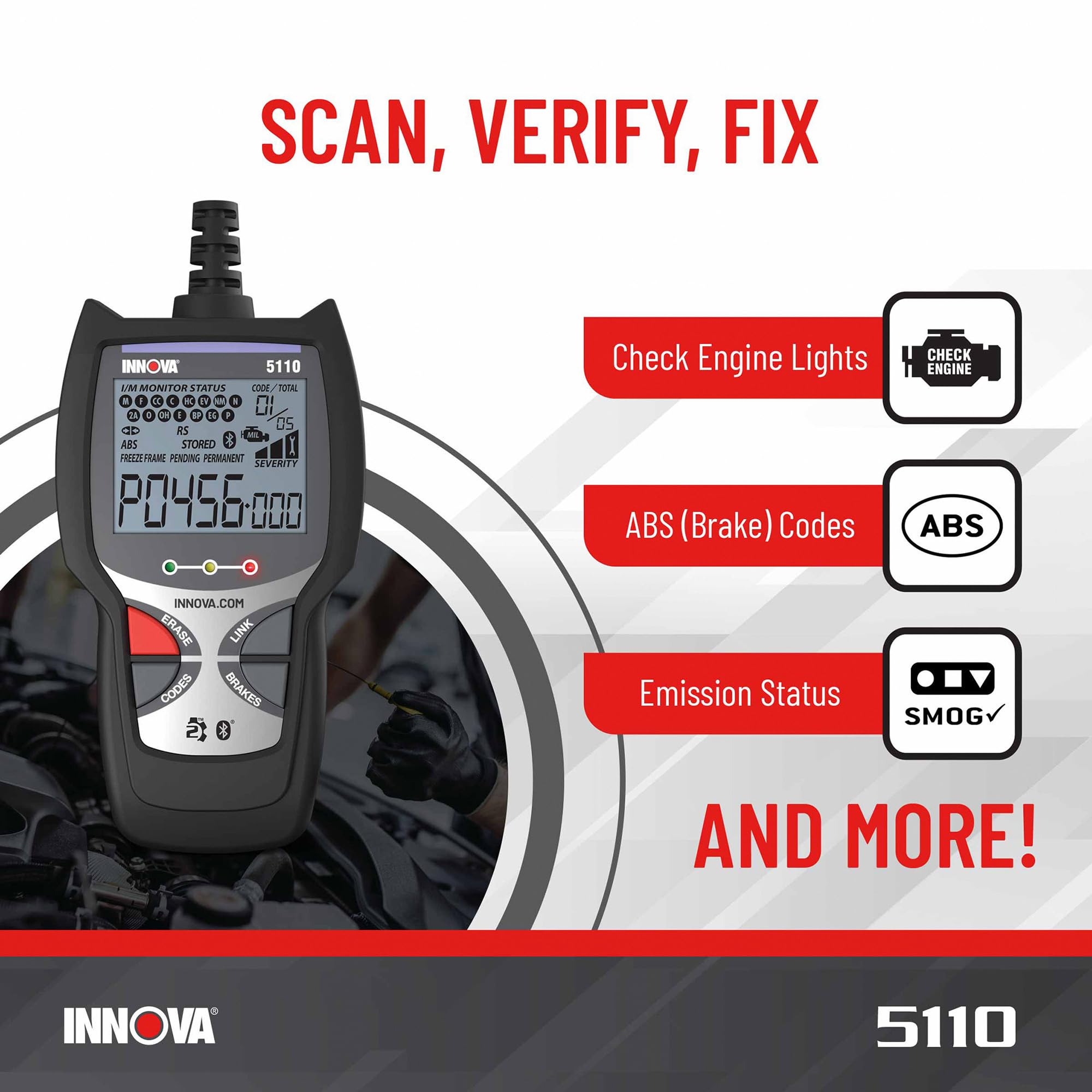 Innova display closeup showing codes and readable text for quick diagnostic decisions