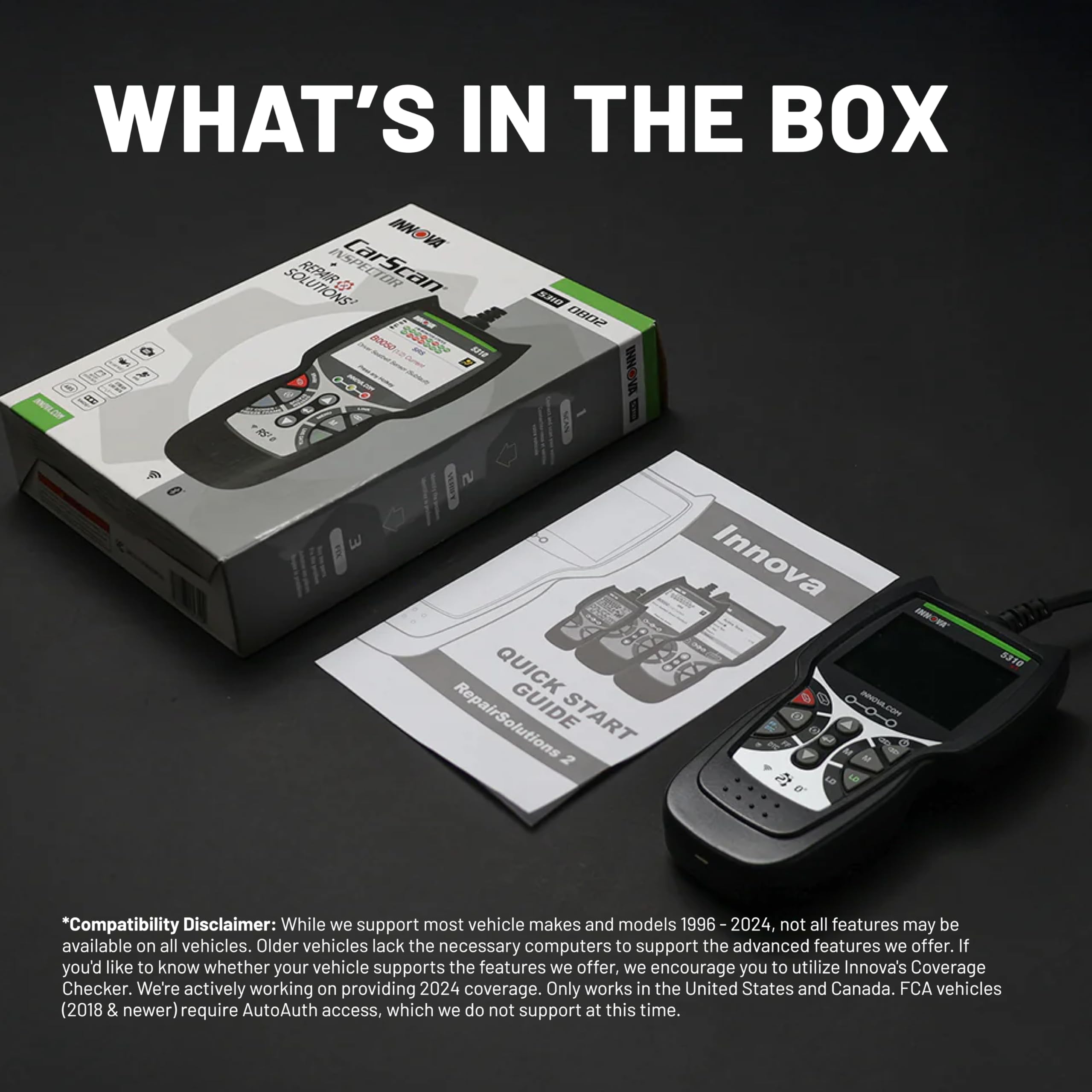 Innova 5310 next to a ruler showing compact size for easy storage and portability