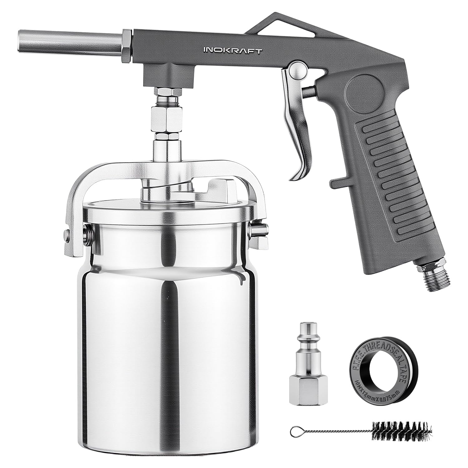 InoKraft front view of spray gun showing controls and balanced grip, enabling precise application