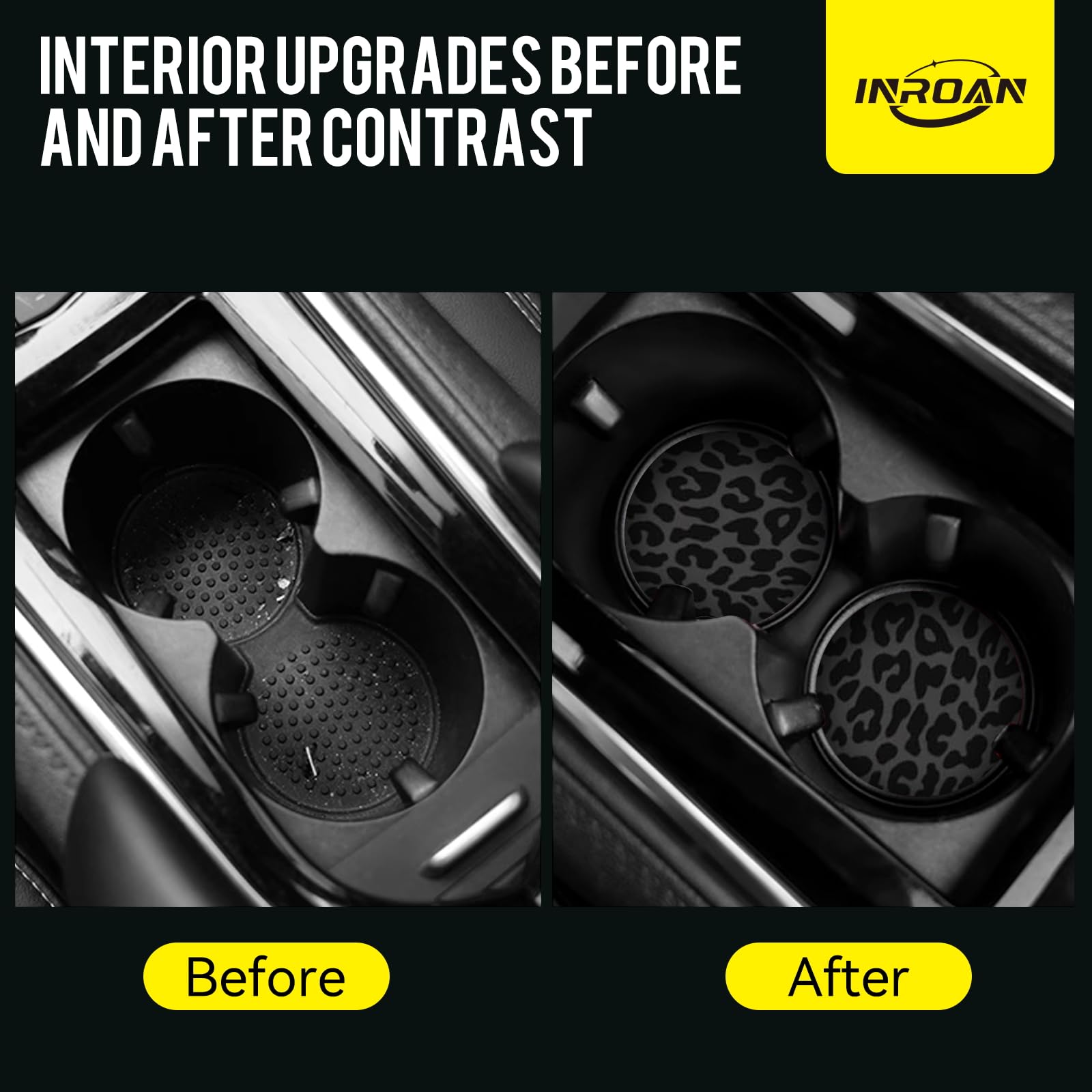 INROAN coaster in cup holder protecting interior from spills benefit