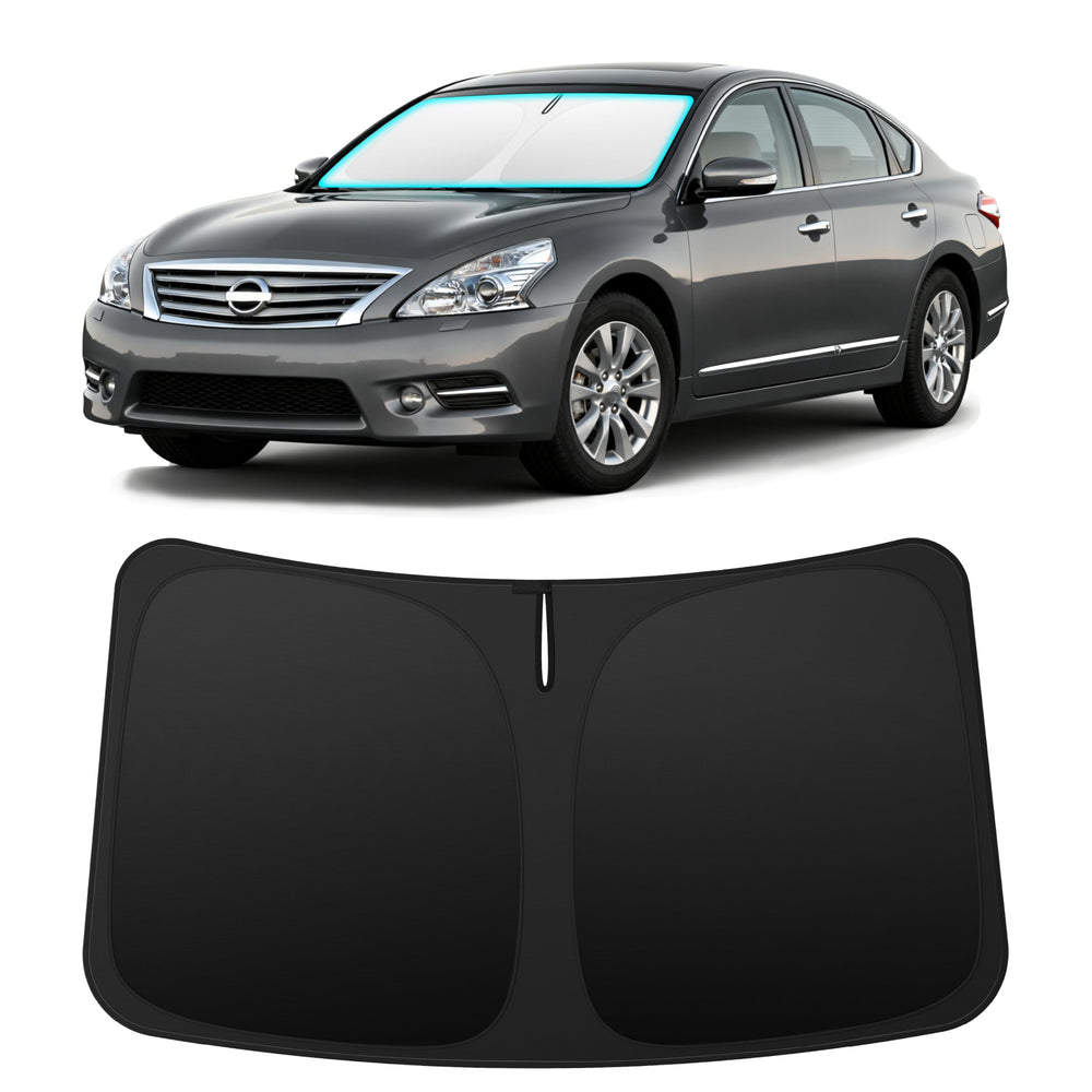INSAUTO custom shade installed in Altima front windshield protects interior
