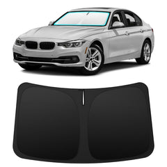 INSAUTO front-view on BMW 3 Series windshield showing full coverage and sun protection