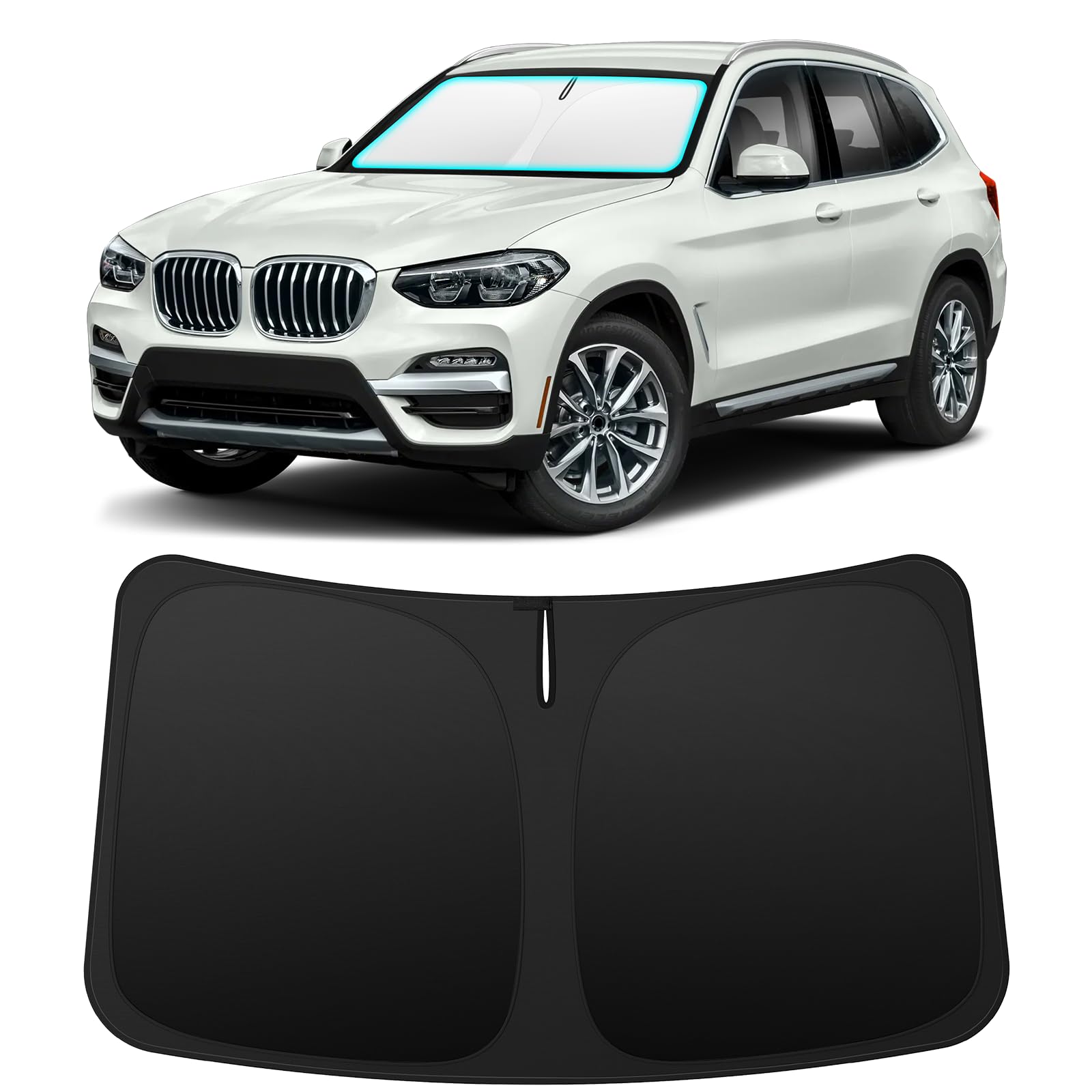 INSAUTO front view on BMW X3 showing full windshield coverage and protection
