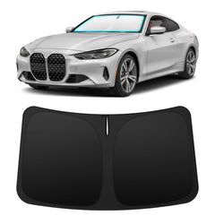 INSAUTO sun shade front view showing precise BMW 4 Series fit and sun blocking benefit