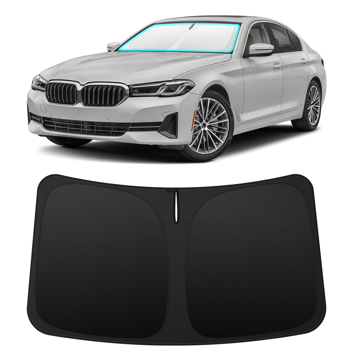 INSAUTO front view fitting BMW 5 Series for full windshield coverage and sun protection