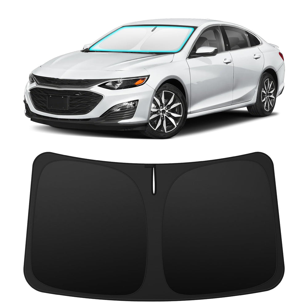 INSAUTO front view fitted on Chevrolet Malibu windshield showing full coverage and protection