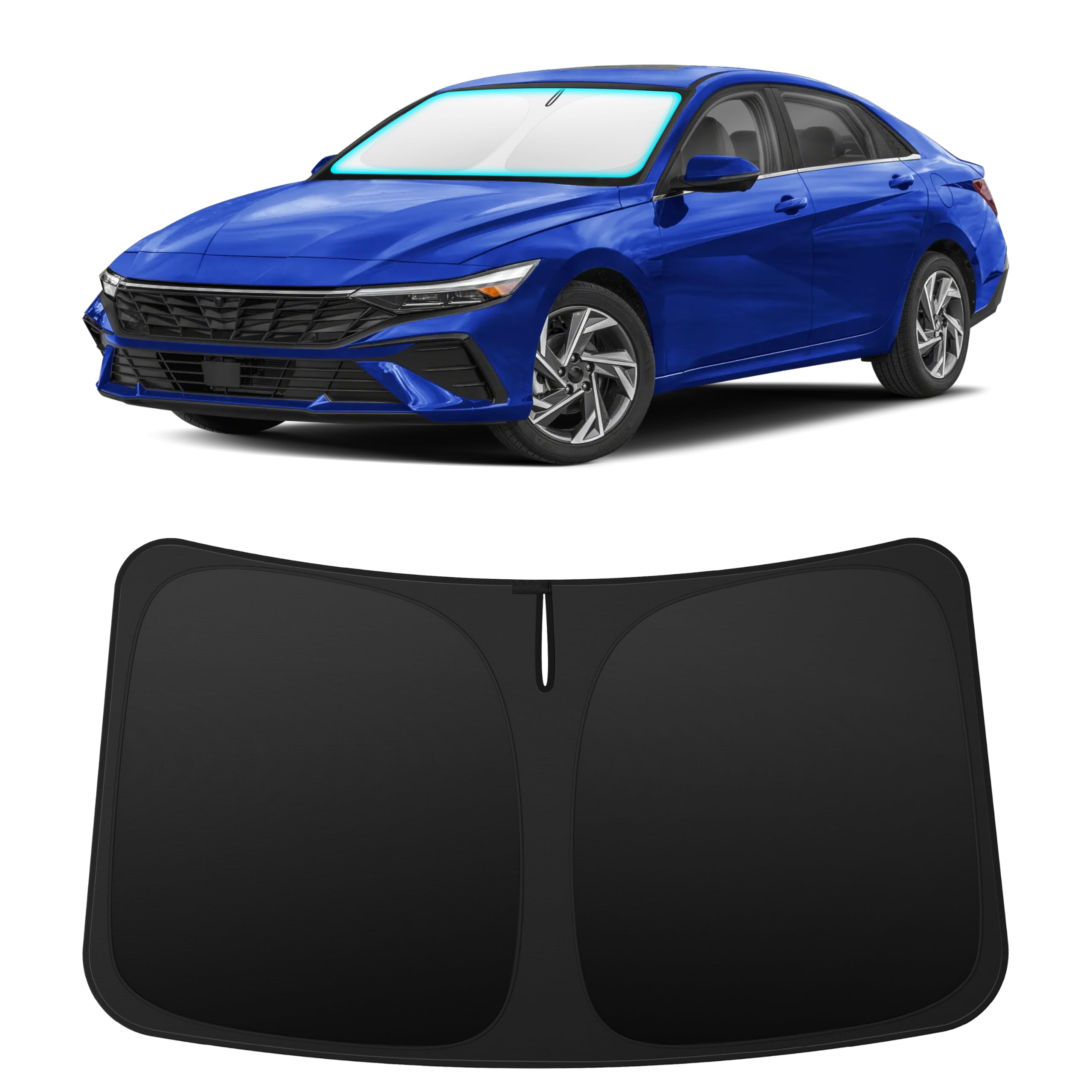 INSAUTO front view of shade packaging showing perfect Elantra fit and easy setup