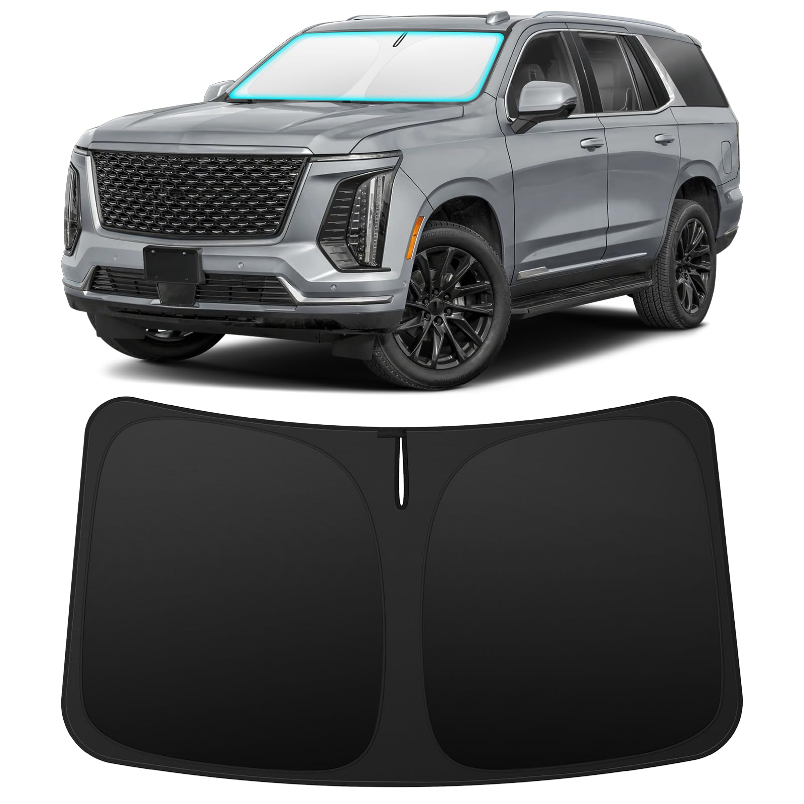 INSAUTO front windshield fitted on Escalade showing full coverage and protection