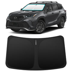 INSAUTO front fit on Highlander windshield showing edge-to-edge coverage and protection