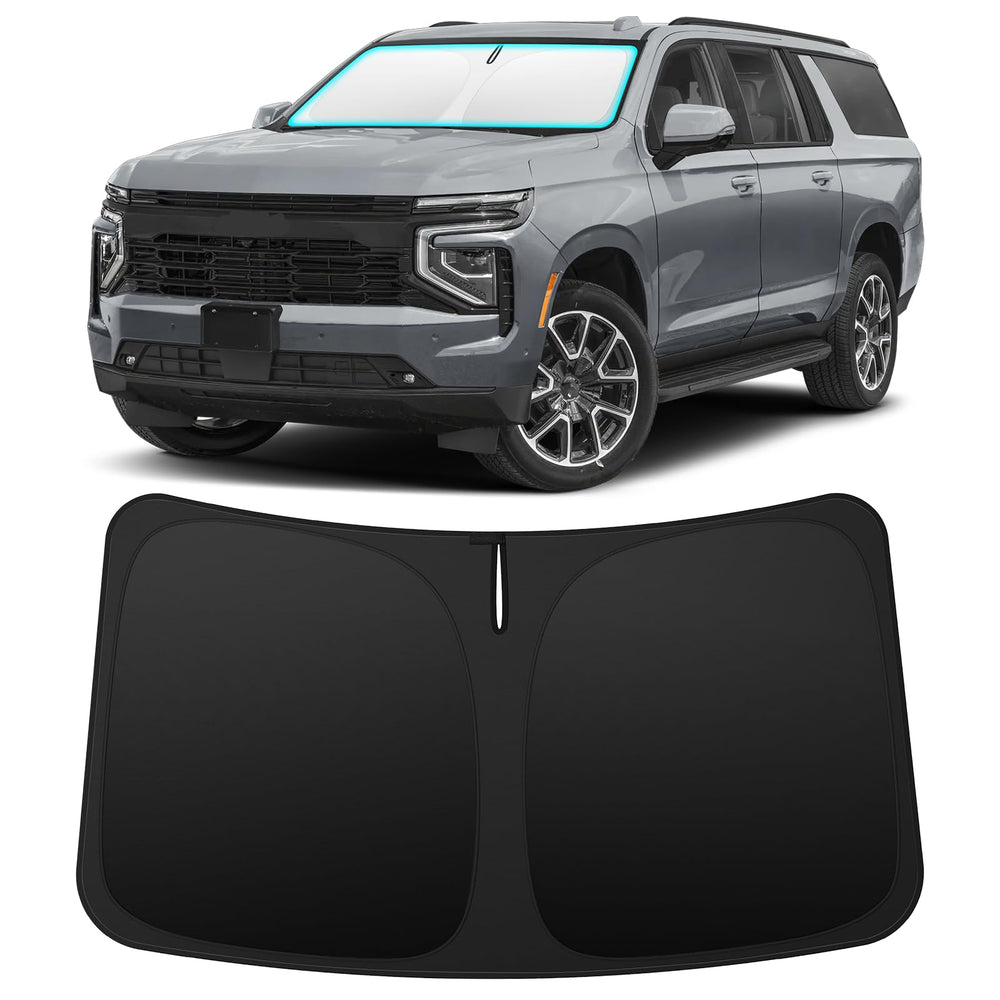 INSAUTO front view showing custom Suburban windshield fit and full coverage benefit