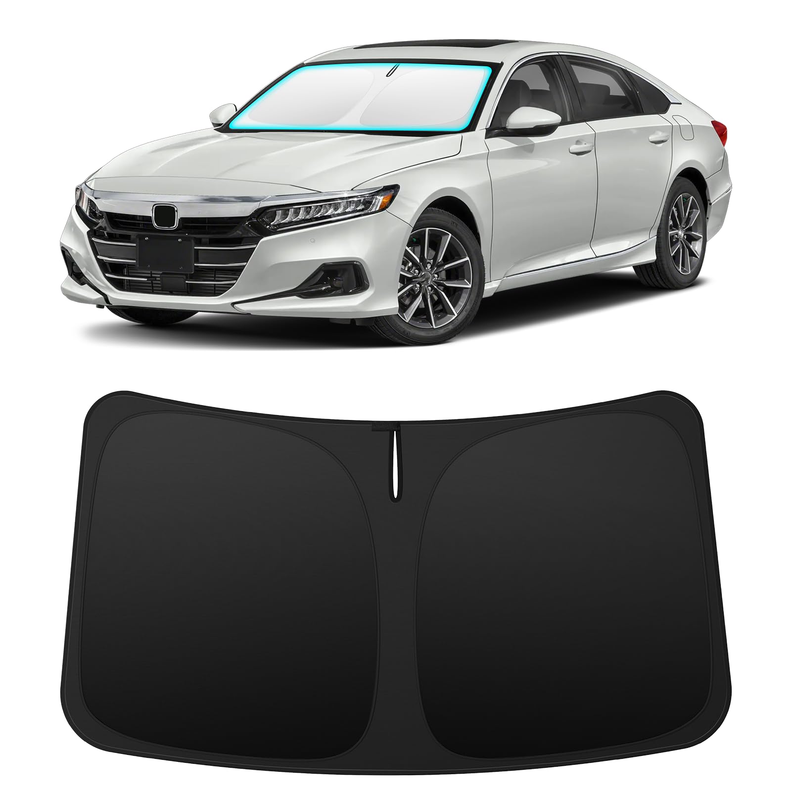 INSAUTO front view installed on Honda Accord windshield showing full coverage and sun blocking