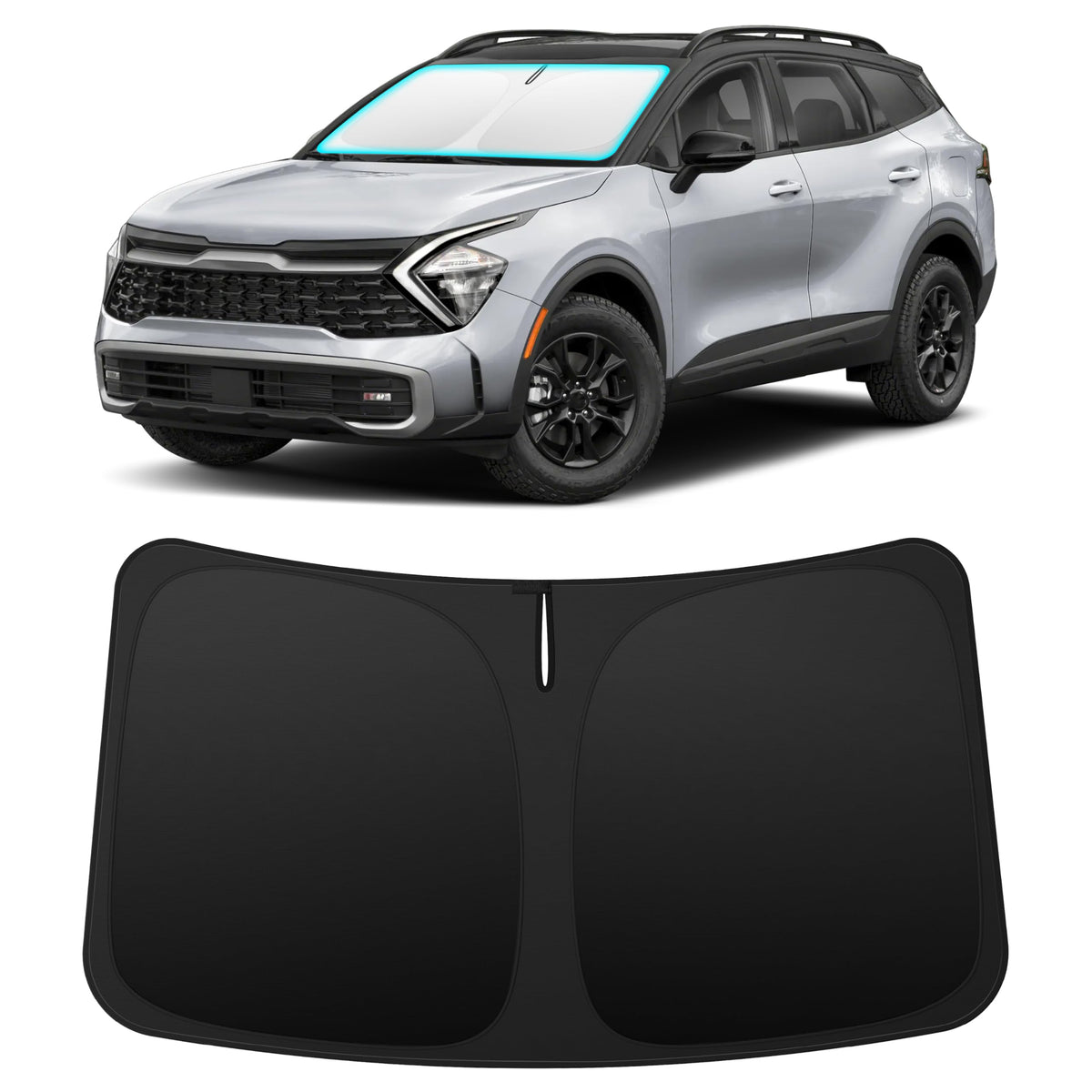 INSAUTO front view on Kia Sportage windshield showing full coverage and protection