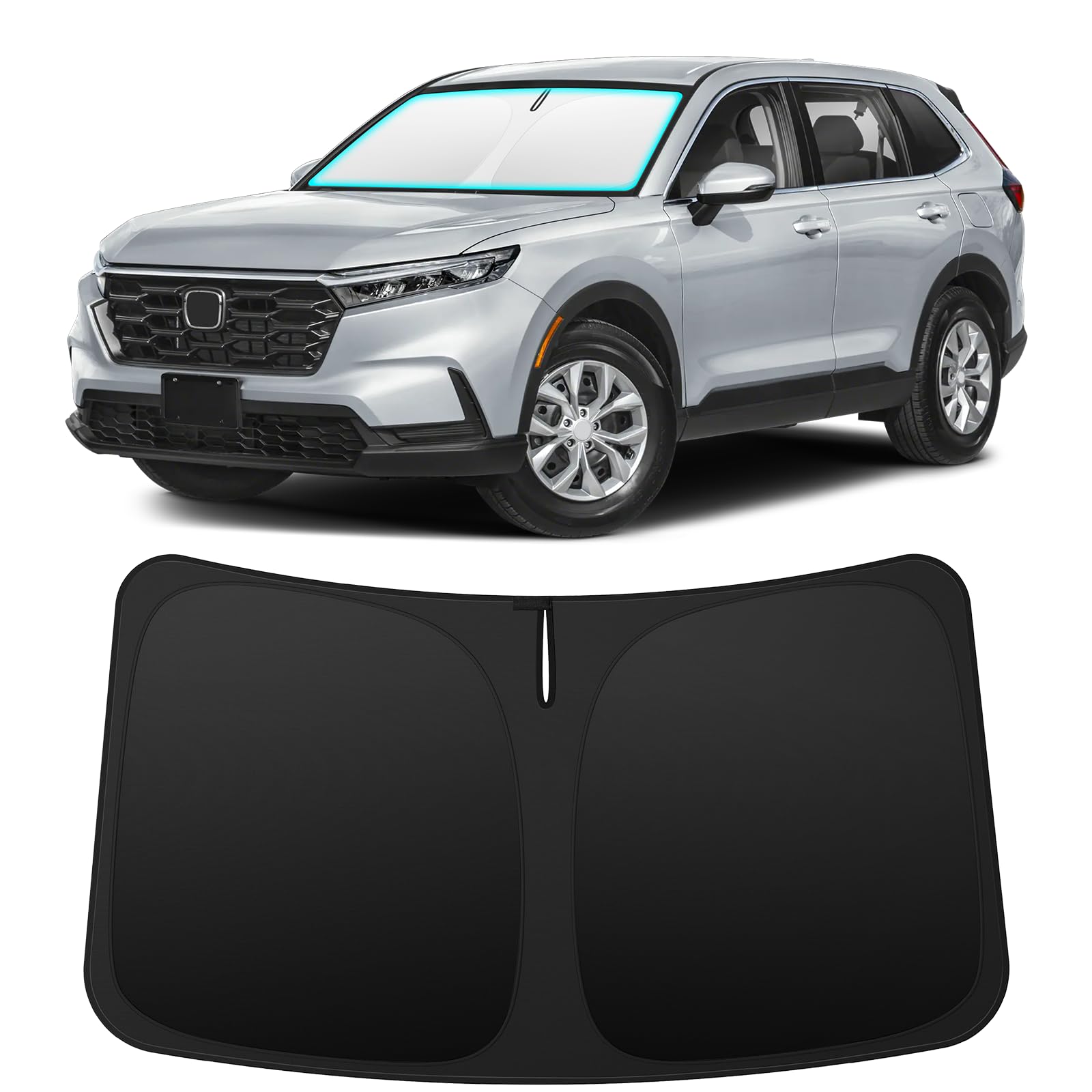 INSAUTO front view of shade showing perfect Honda CRV fit and full coverage benefit