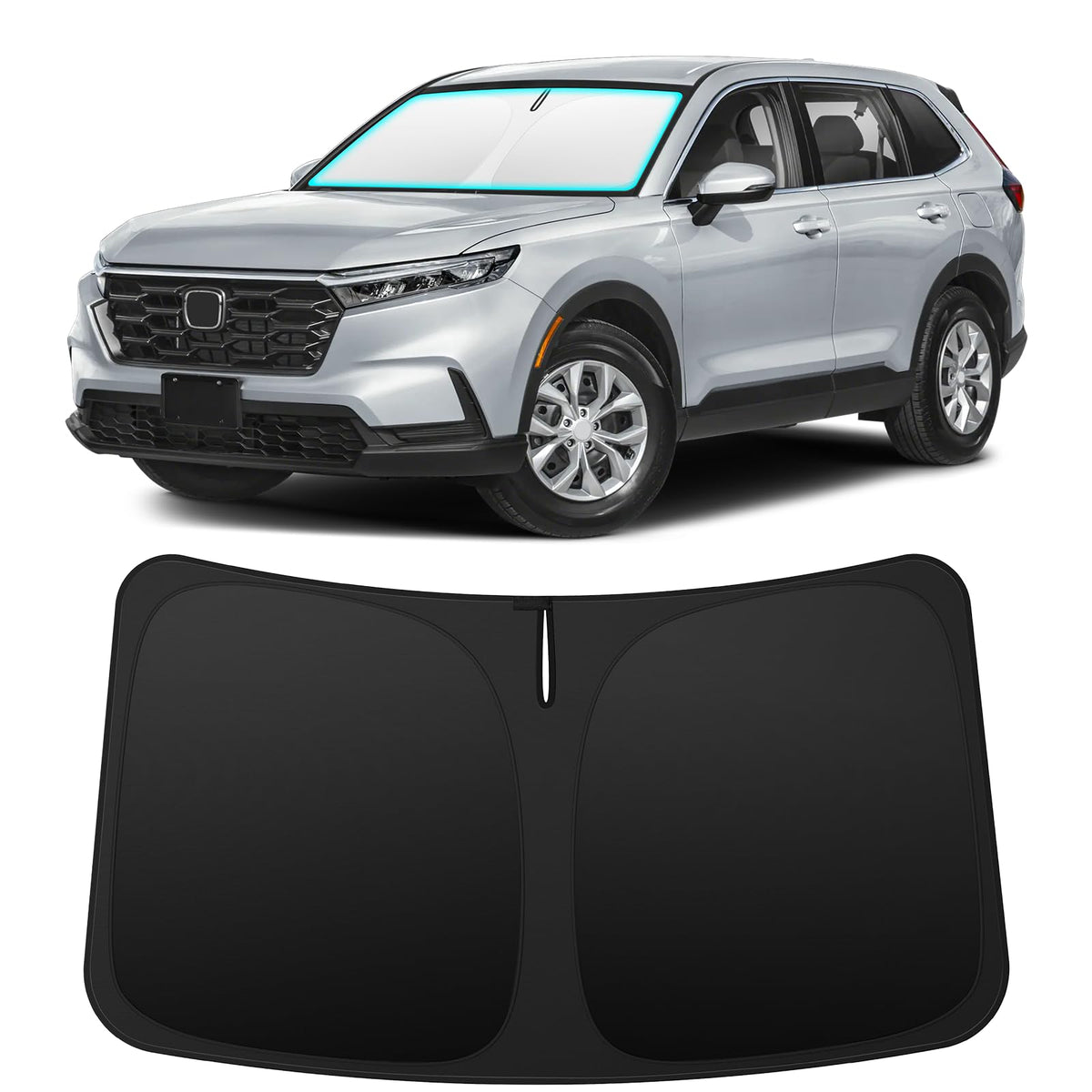 INSAUTO front view of shade showing perfect Honda CRV fit and full coverage benefit