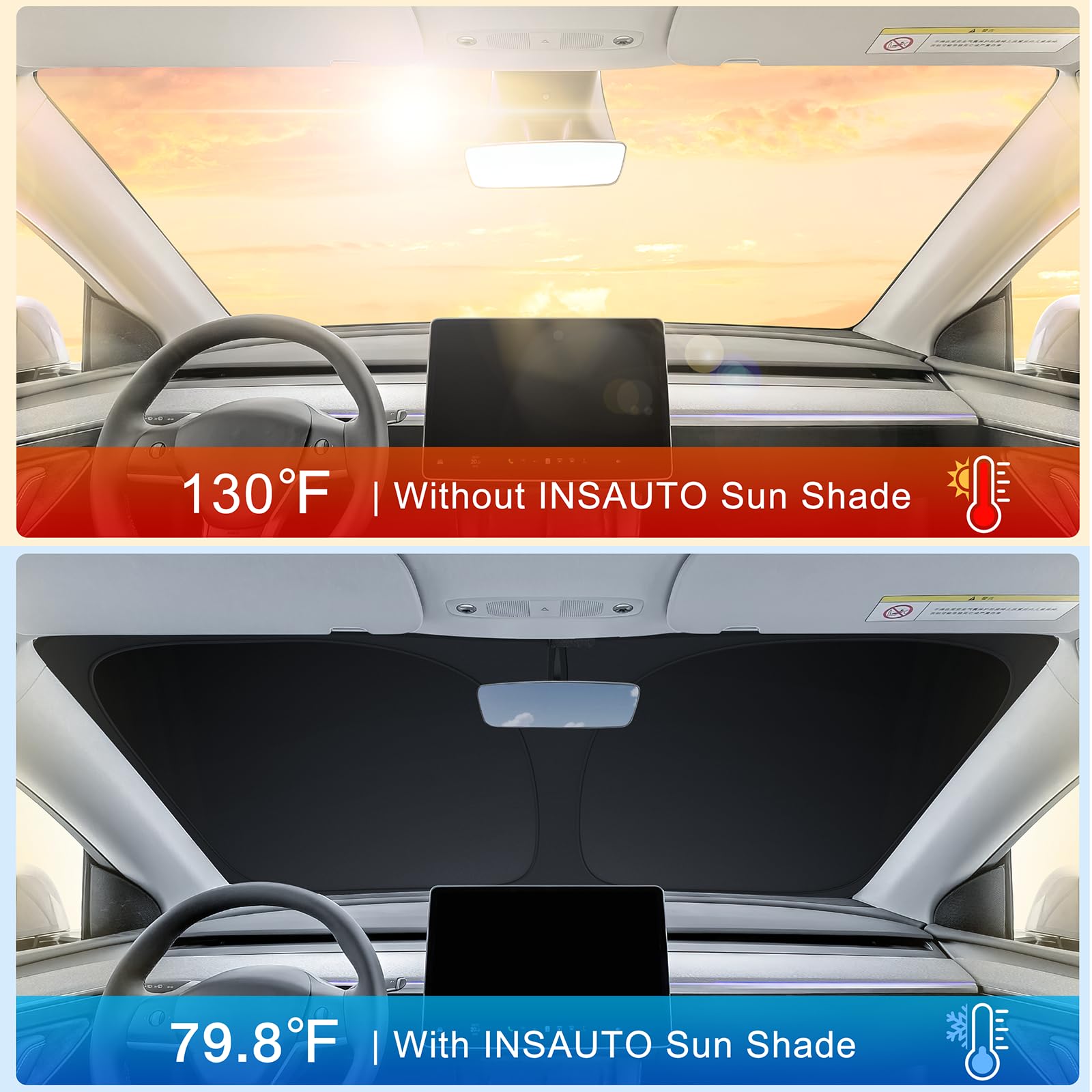 INSAUTO installed in Civic cabin illustrating clean fit and sun blocking benefit