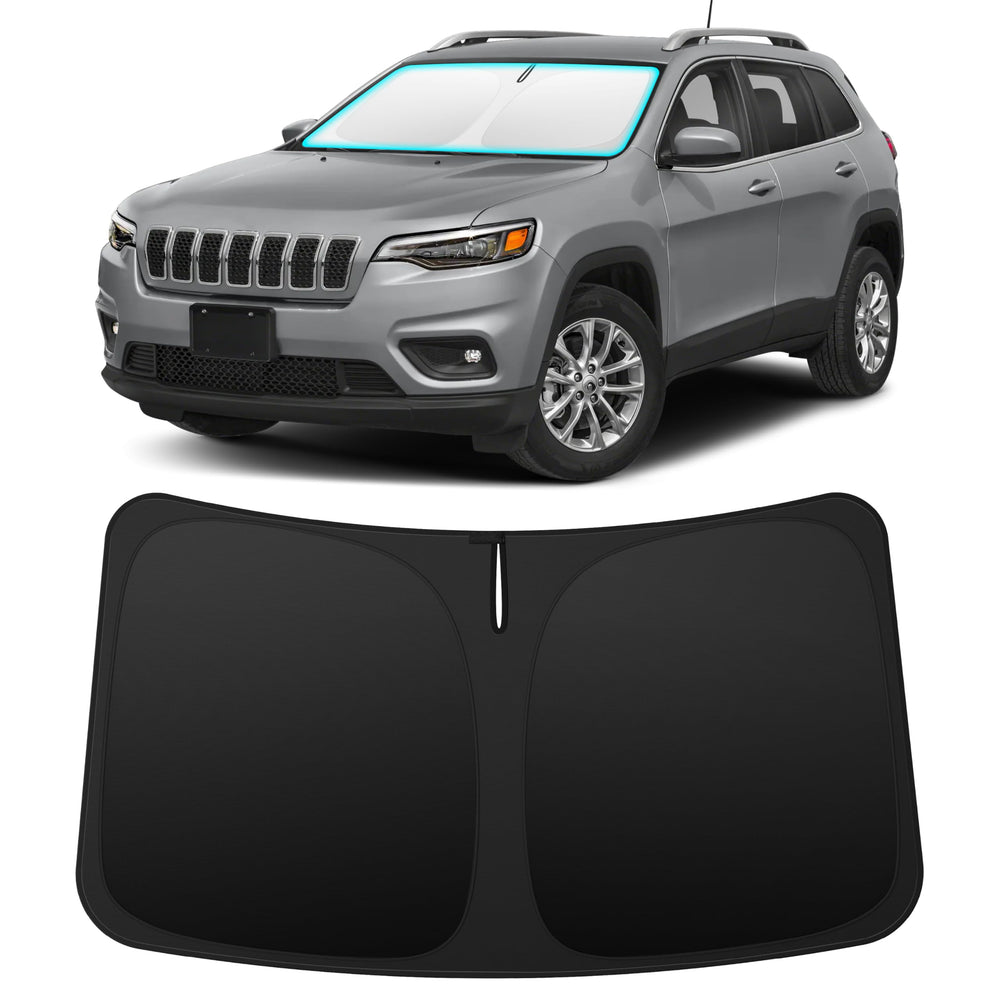 INSAUTO front view on Jeep Cherokee showing full windshield coverage and neat fit