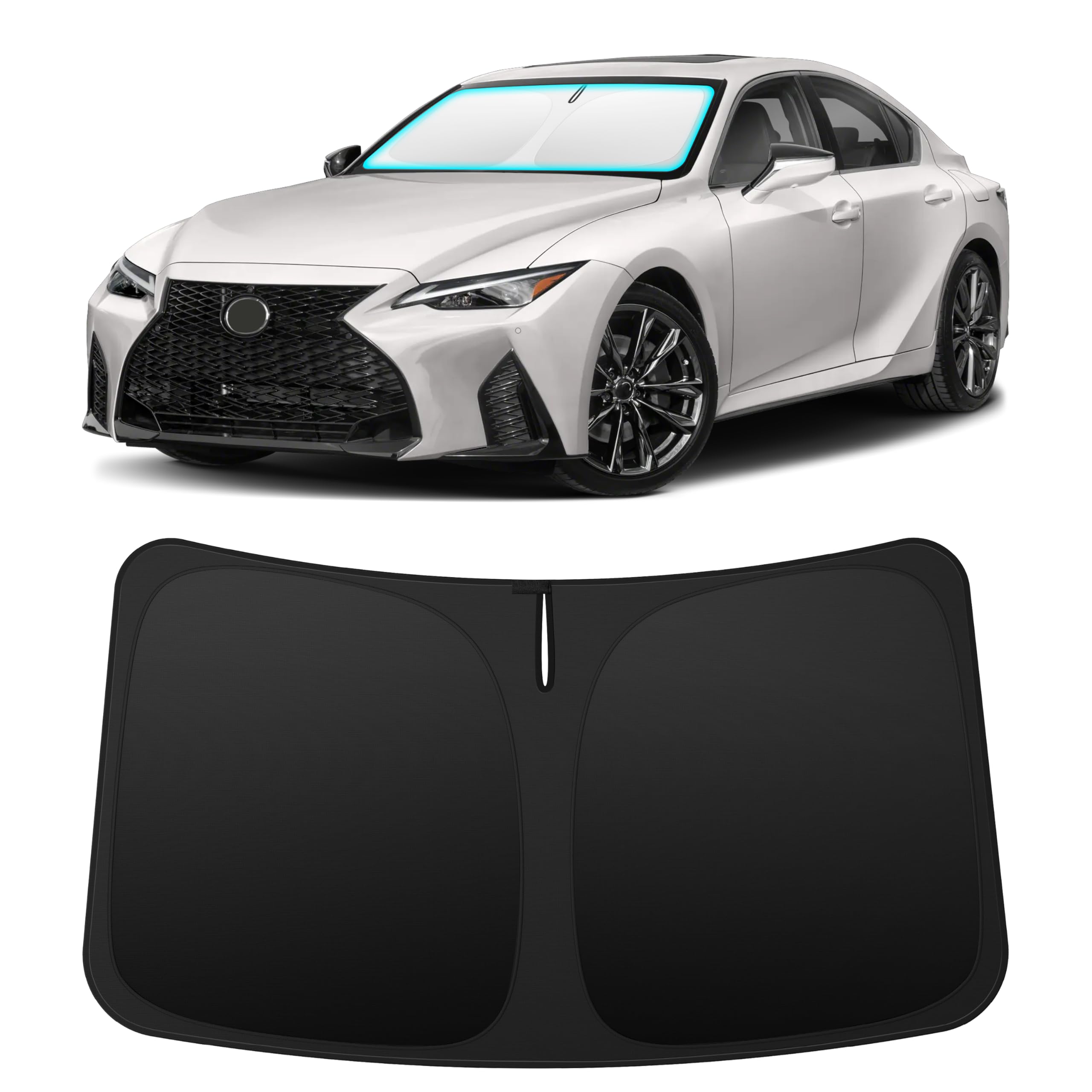 INSAUTO front view on Lexus IS windshield showing precise fit and sun protection