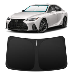 INSAUTO front view on Lexus IS windshield showing precise fit and sun protection