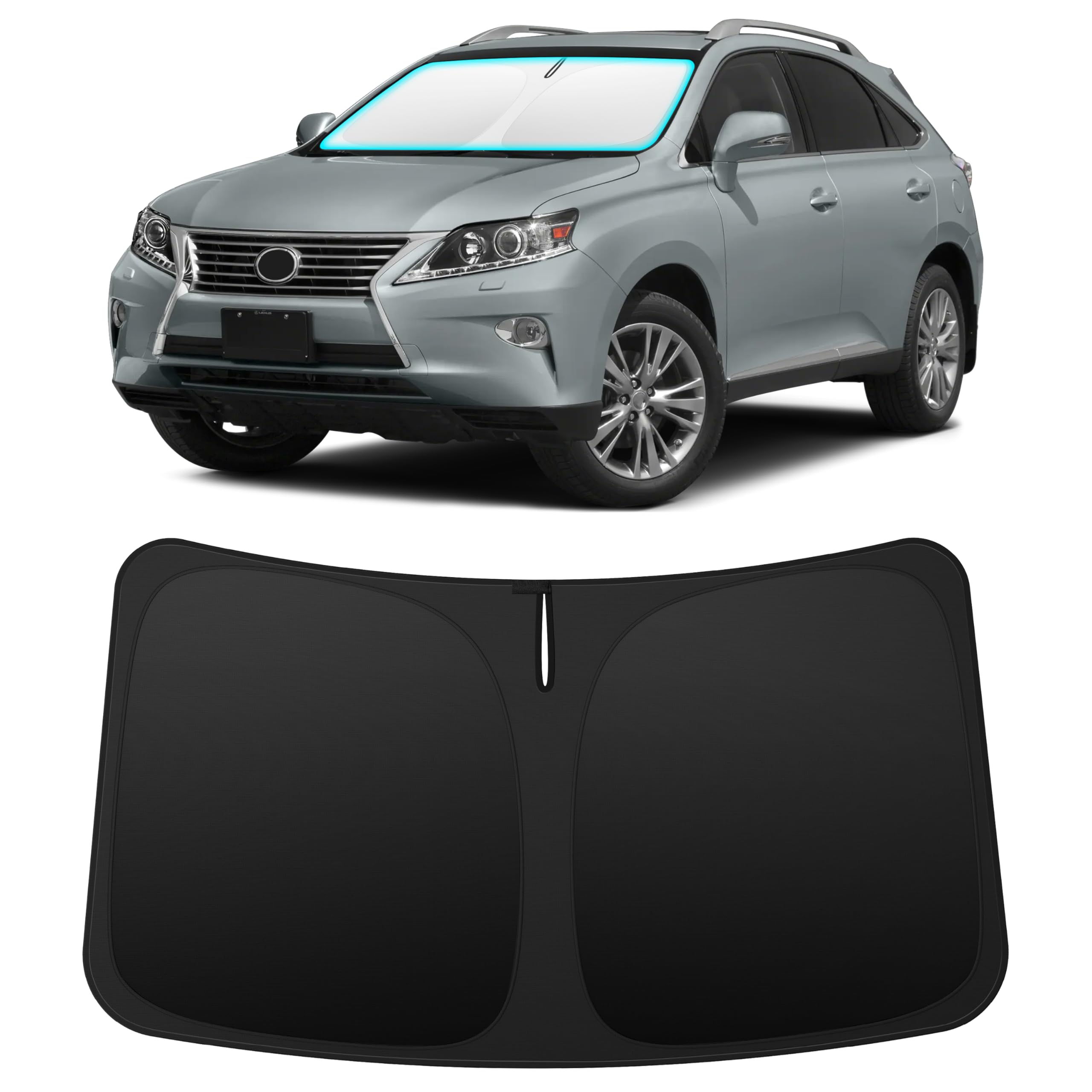 INSAUTO front packaging view showing custom-fit shade protecting windshield