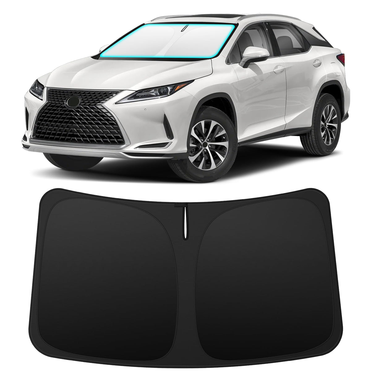 INSAUTO front view installed on Lexus RX showing full windshield coverage and protection
