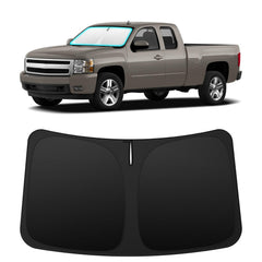 INSAUTO front view on Silverado windshield showing precise fit and full coverage benefit