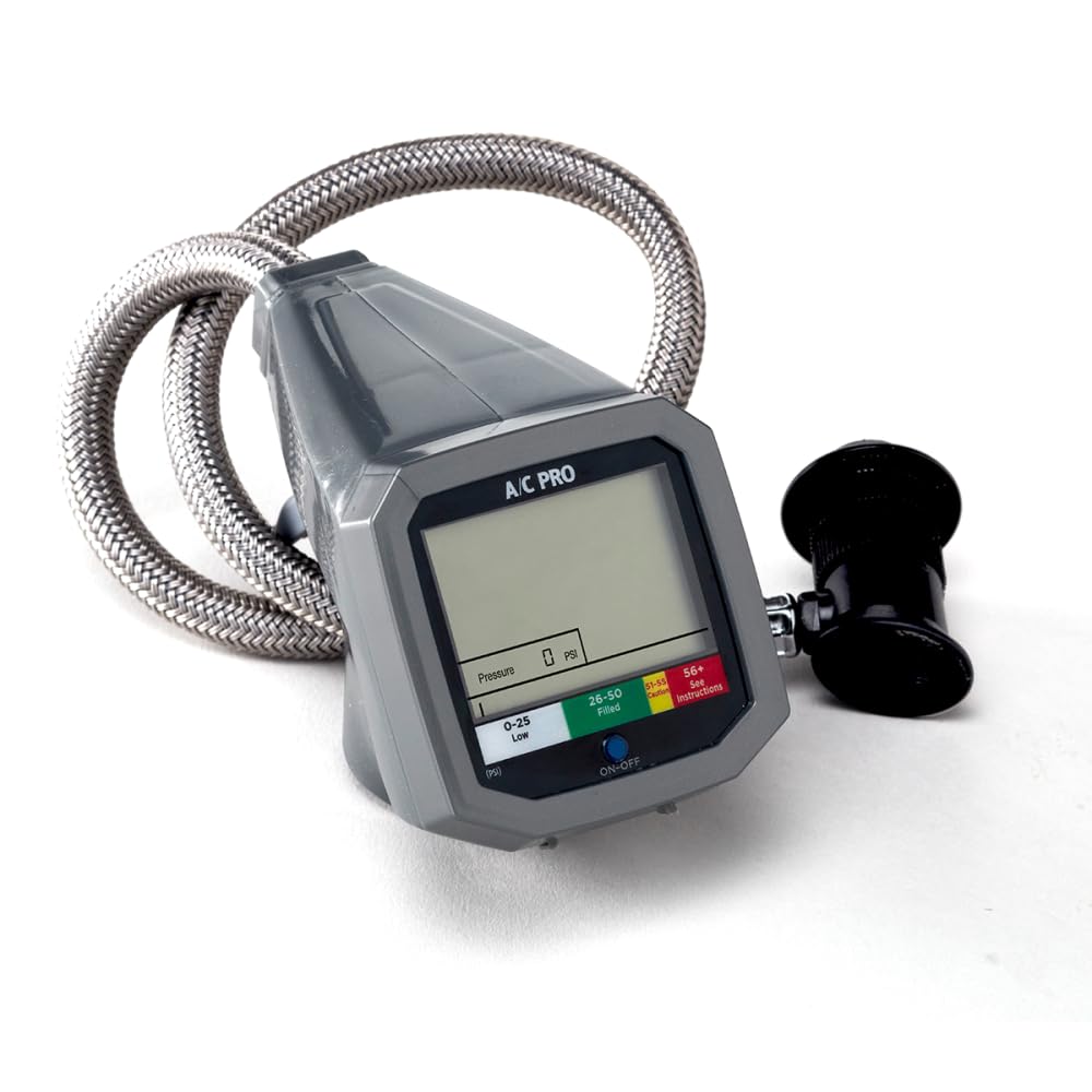 InterDynamics digital readout closeup displaying low-side pressure for accurate recharge monitoring