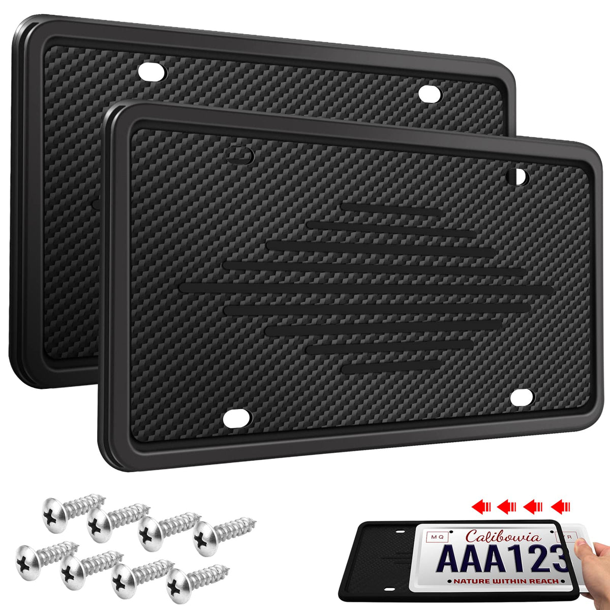 Intermerge front view license plate frame showing clean fit and protection