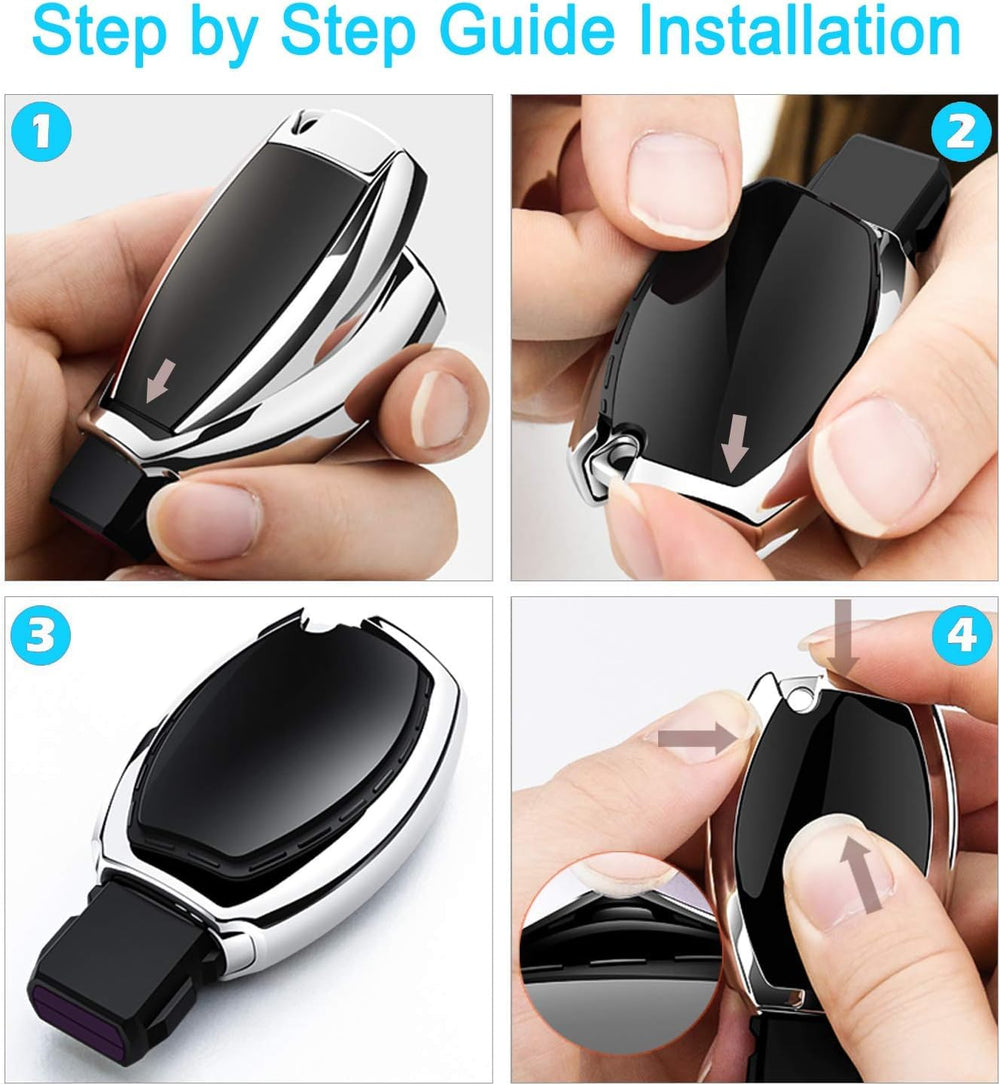 Intermerge Mercedes key cover in hand scale illustrating slim fit and portability